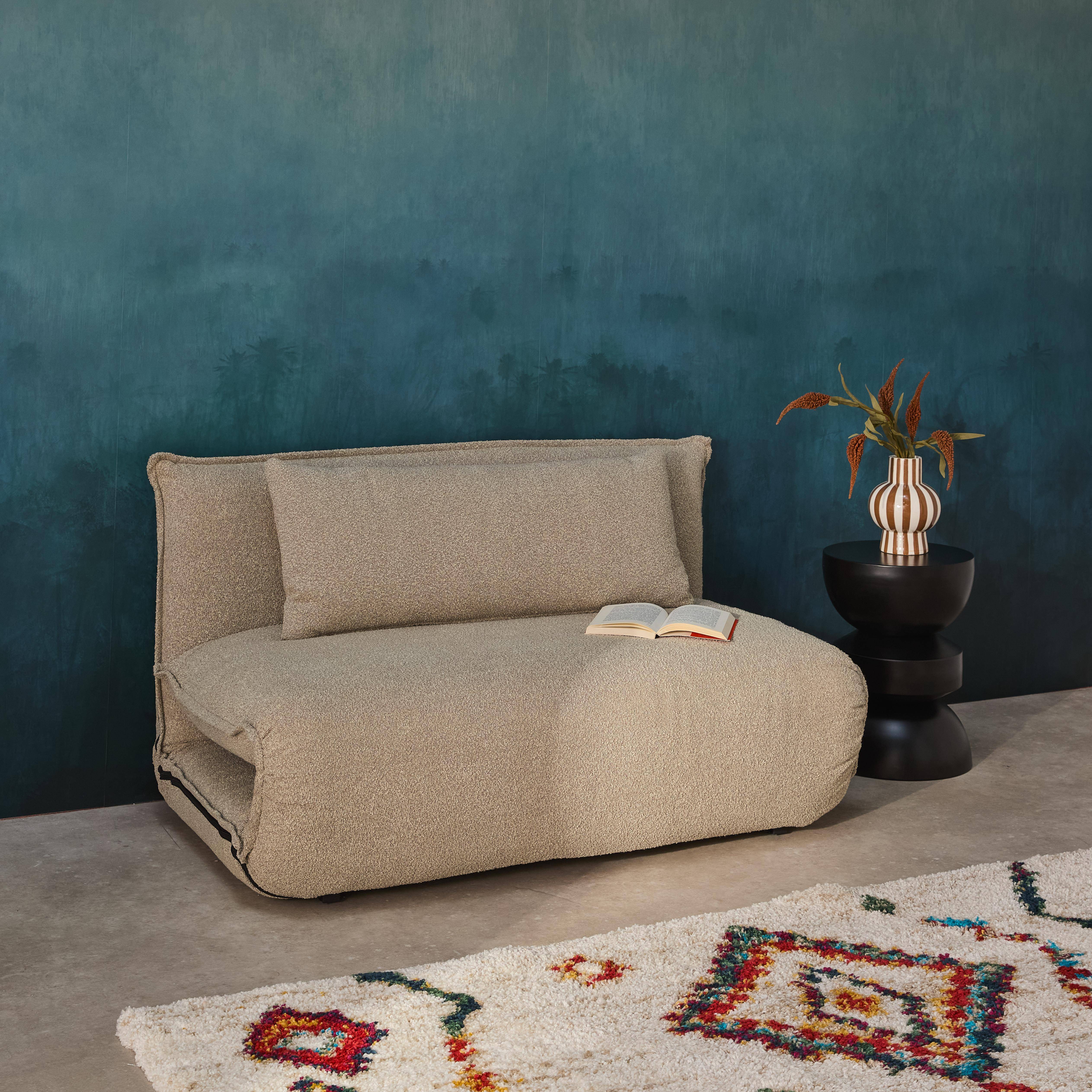 Poltrona convertibile 2 posti bouclé strutturata, Fleeep, Beige, 200x120x66 cm Photo4