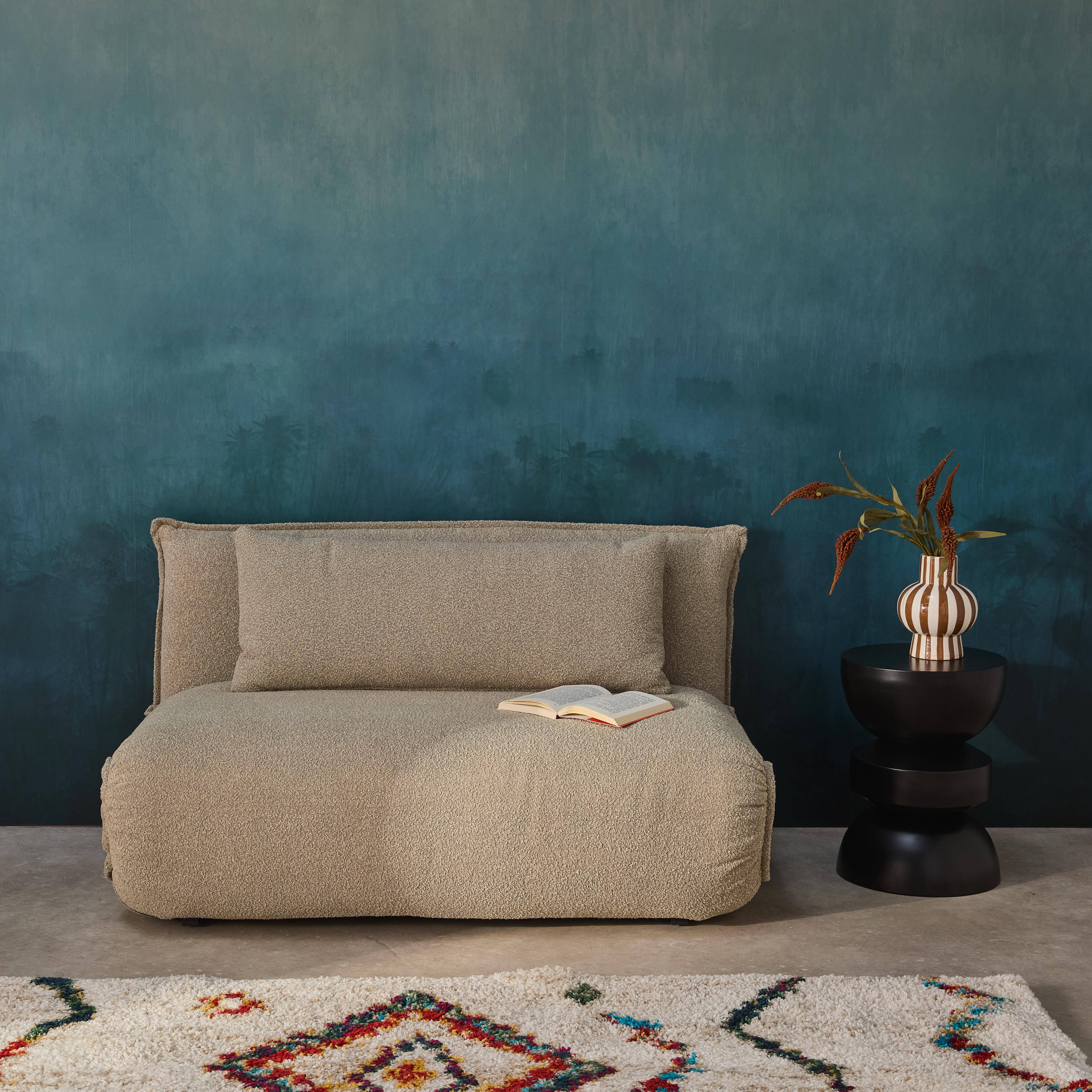 Poltrona convertibile 2 posti bouclé strutturata, Fleeep, Beige, 200x120x66 cm Photo1