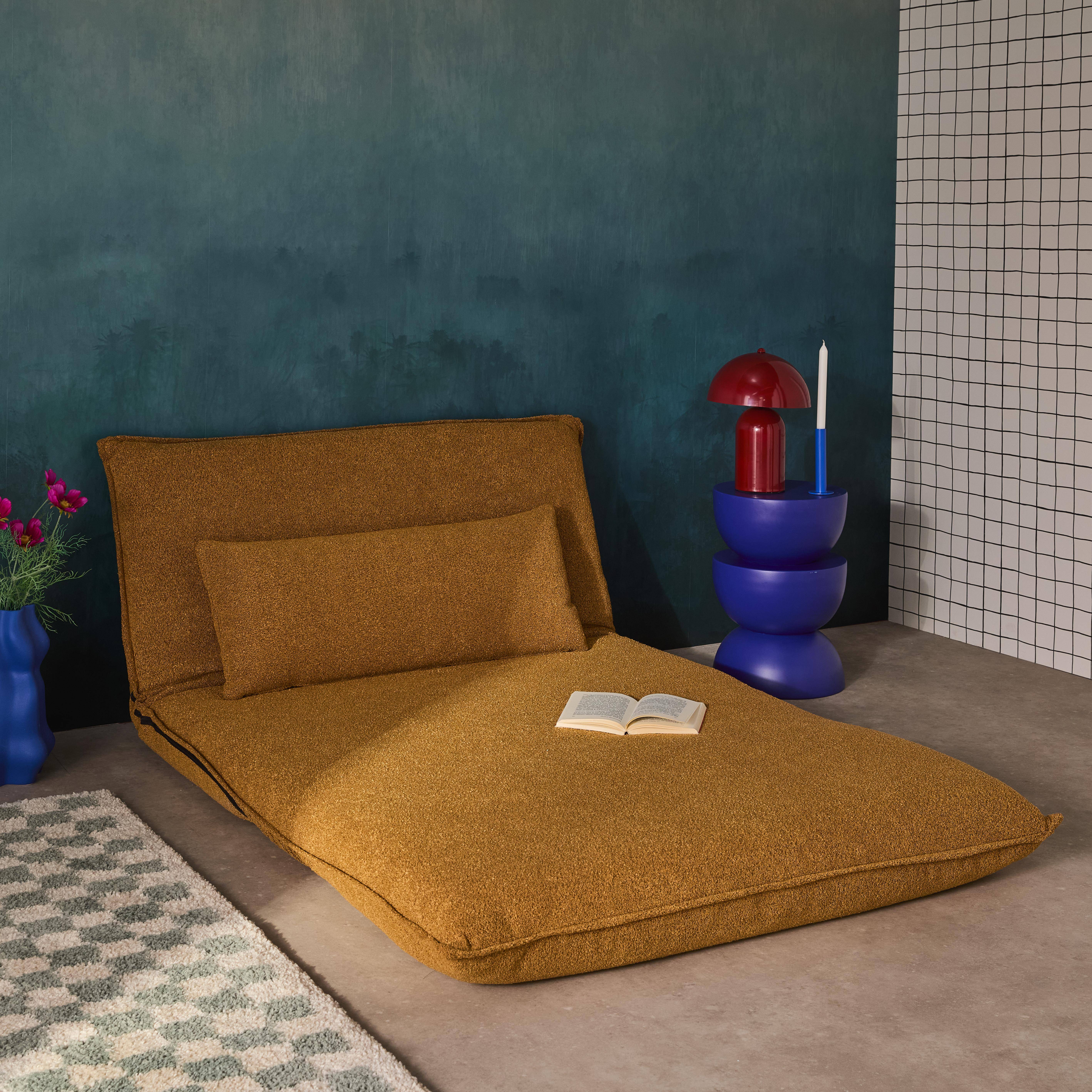 Poltrona convertibile 2 posti bouclé strutturata, Fleeep, Mostarda, 200x120x66 cm,sweeek,Photo3
