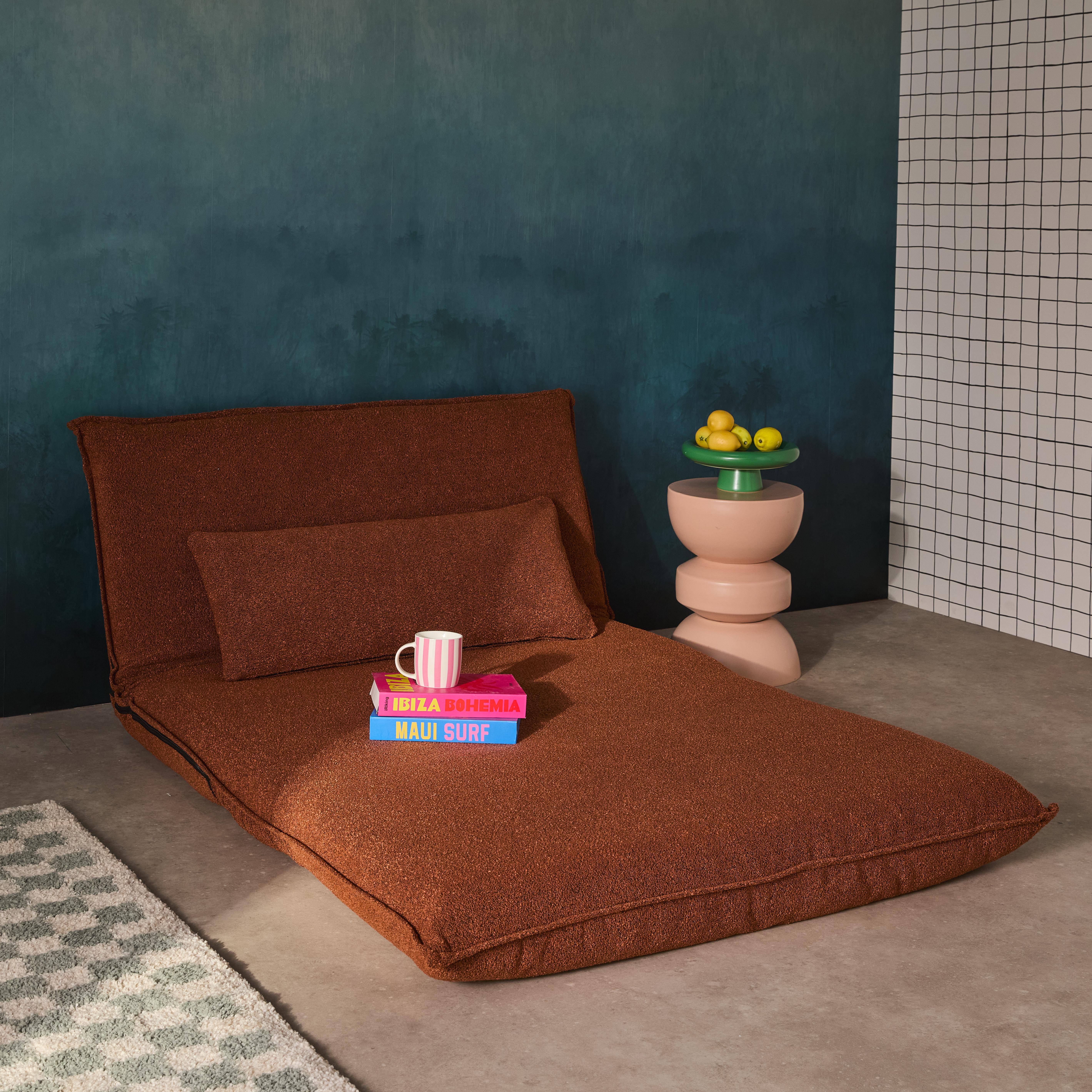 Poltrona convertibile 2 posti bouclé strutturata, Fleeep, Terracotta, 200x120x66 cm Photo2