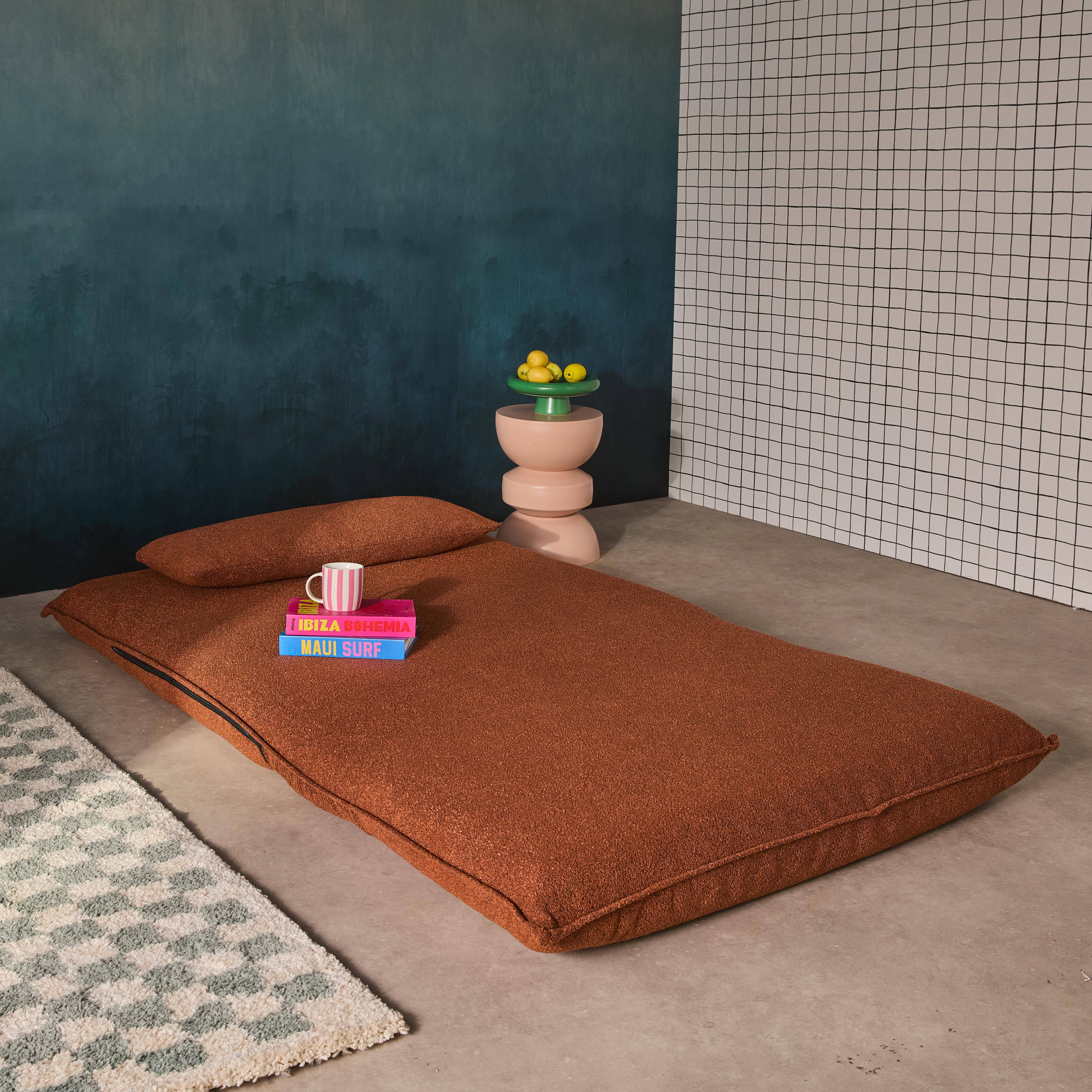 Poltrona convertibile 2 posti bouclé strutturata, Fleeep, Terracotta, 200x120x66 cm Photo3