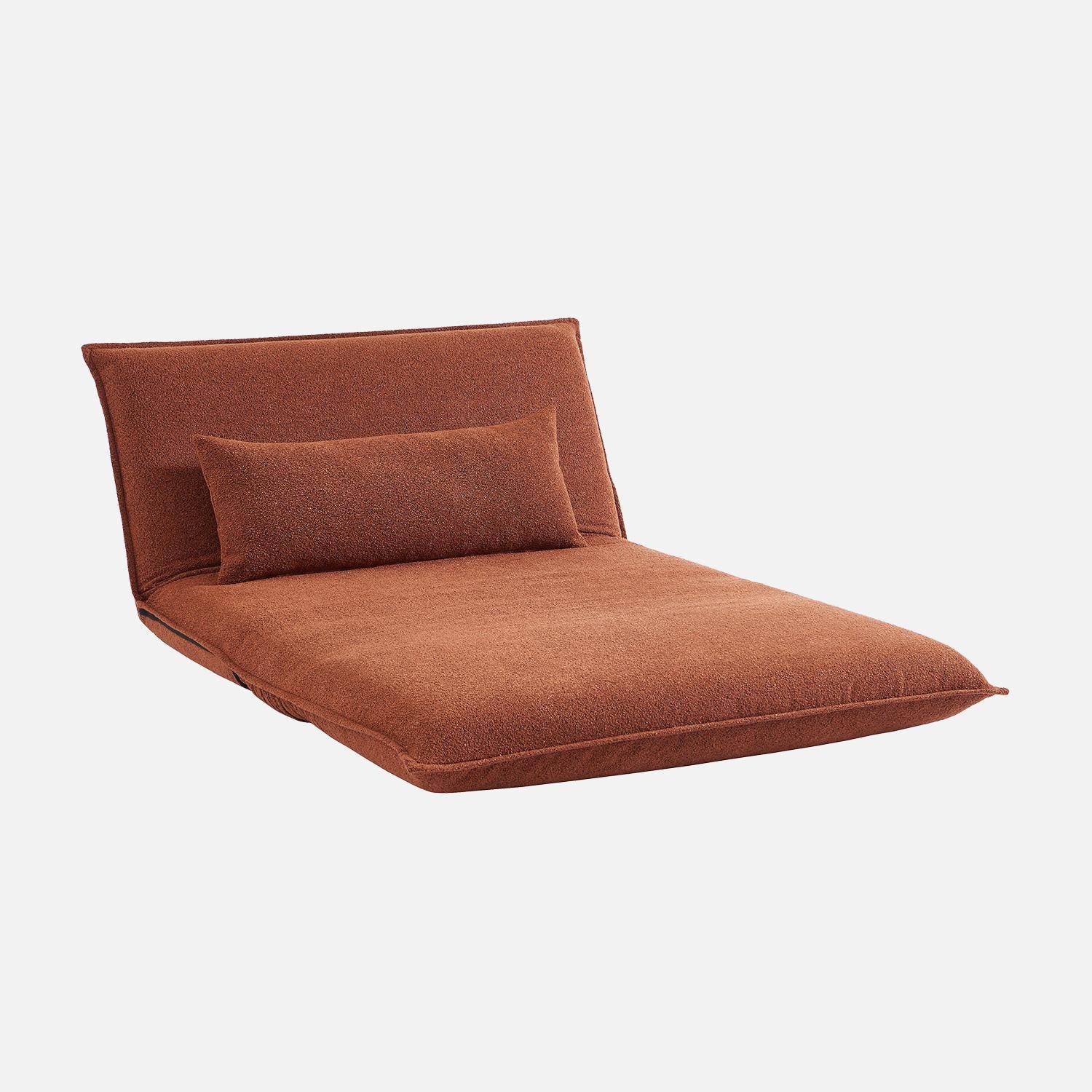 Chauffeuse convertible 2 places en bouclette texturée terracotta L 120 x P 80 x  H 66 cm - Fleeep Photo5