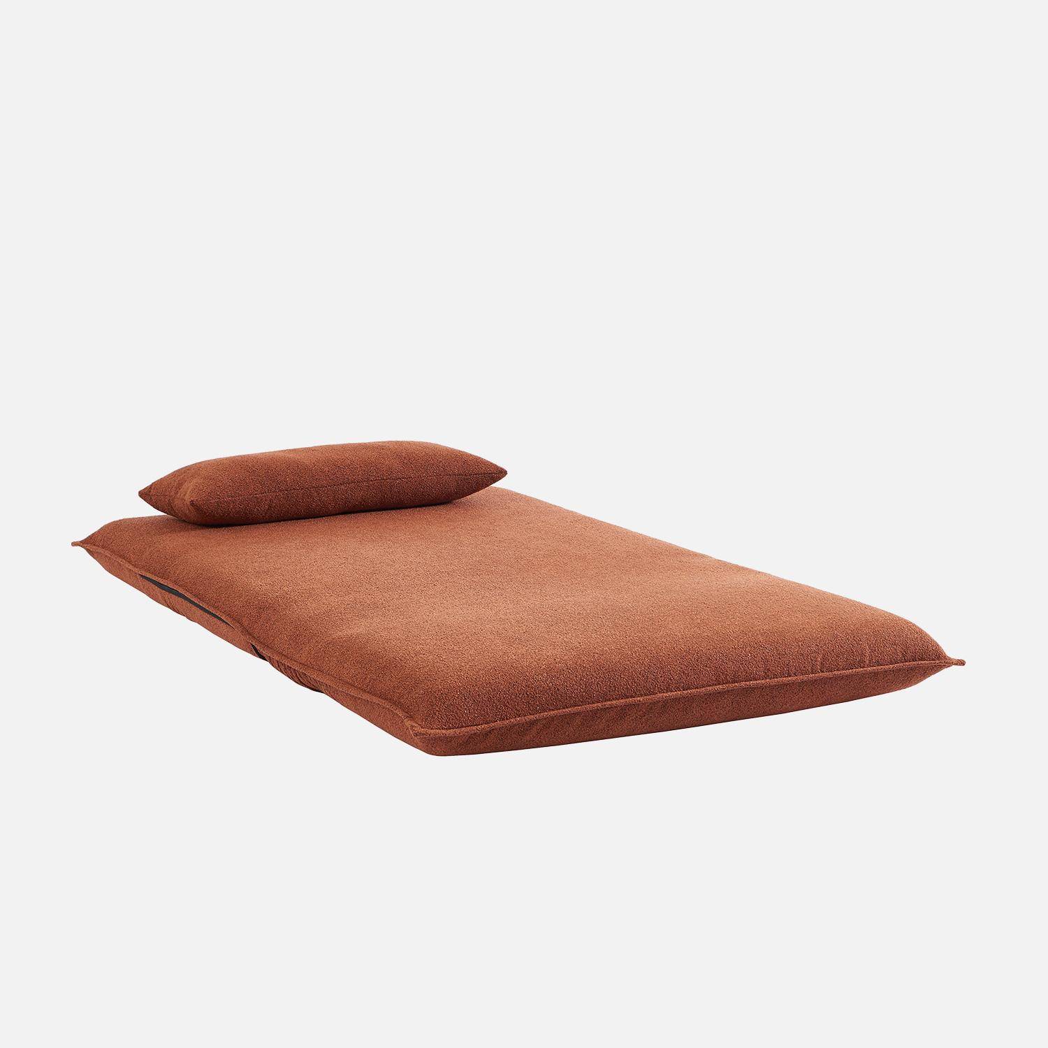 Chauffeuse convertible 2 places en bouclette texturée terracotta L 120 x P 80 x  H 66 cm - Fleeep Photo7