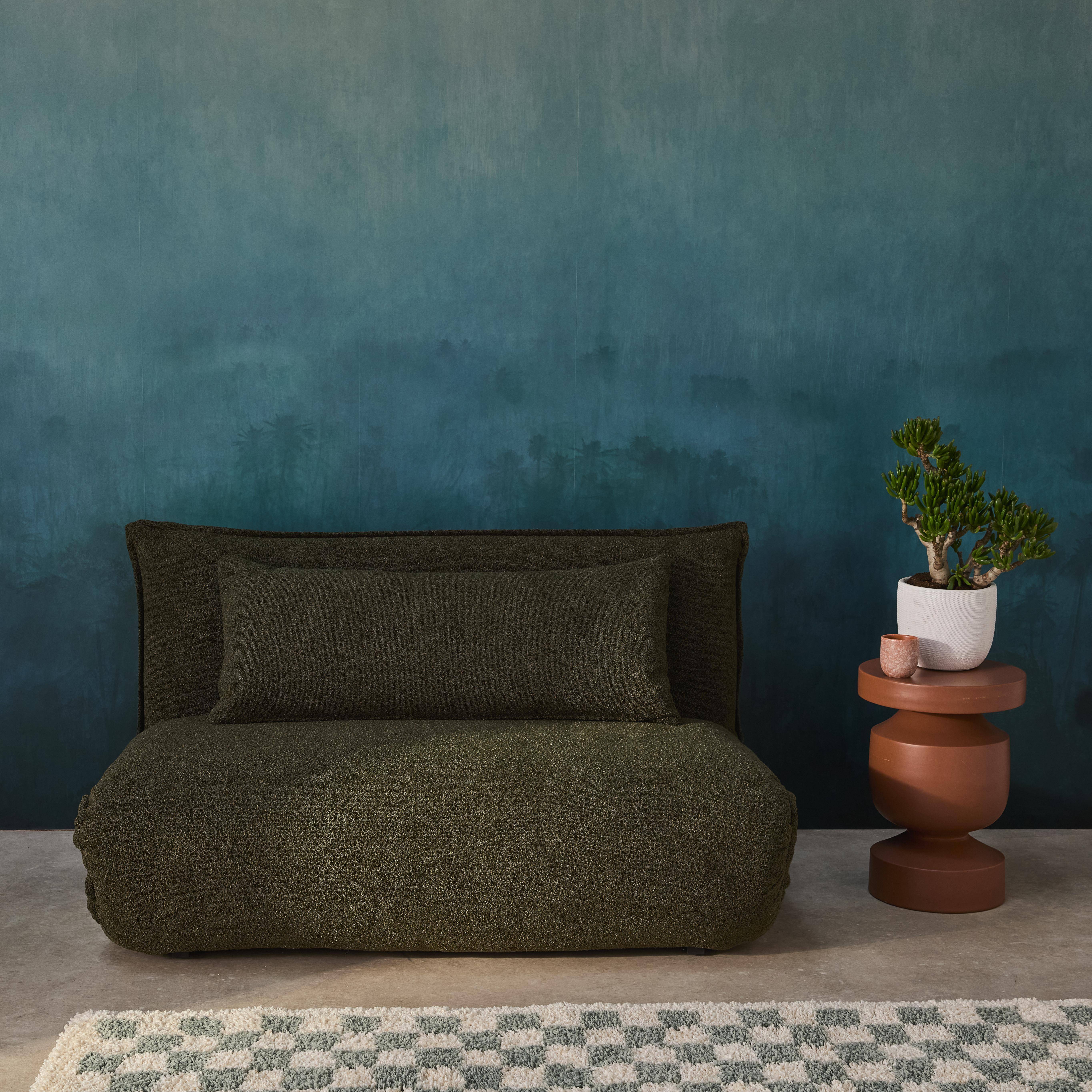 Poltrona convertibile 2 posti bouclé strutturata, Fleeep, Verde kaki, 200x120x66 cm,sweeek,Photo1