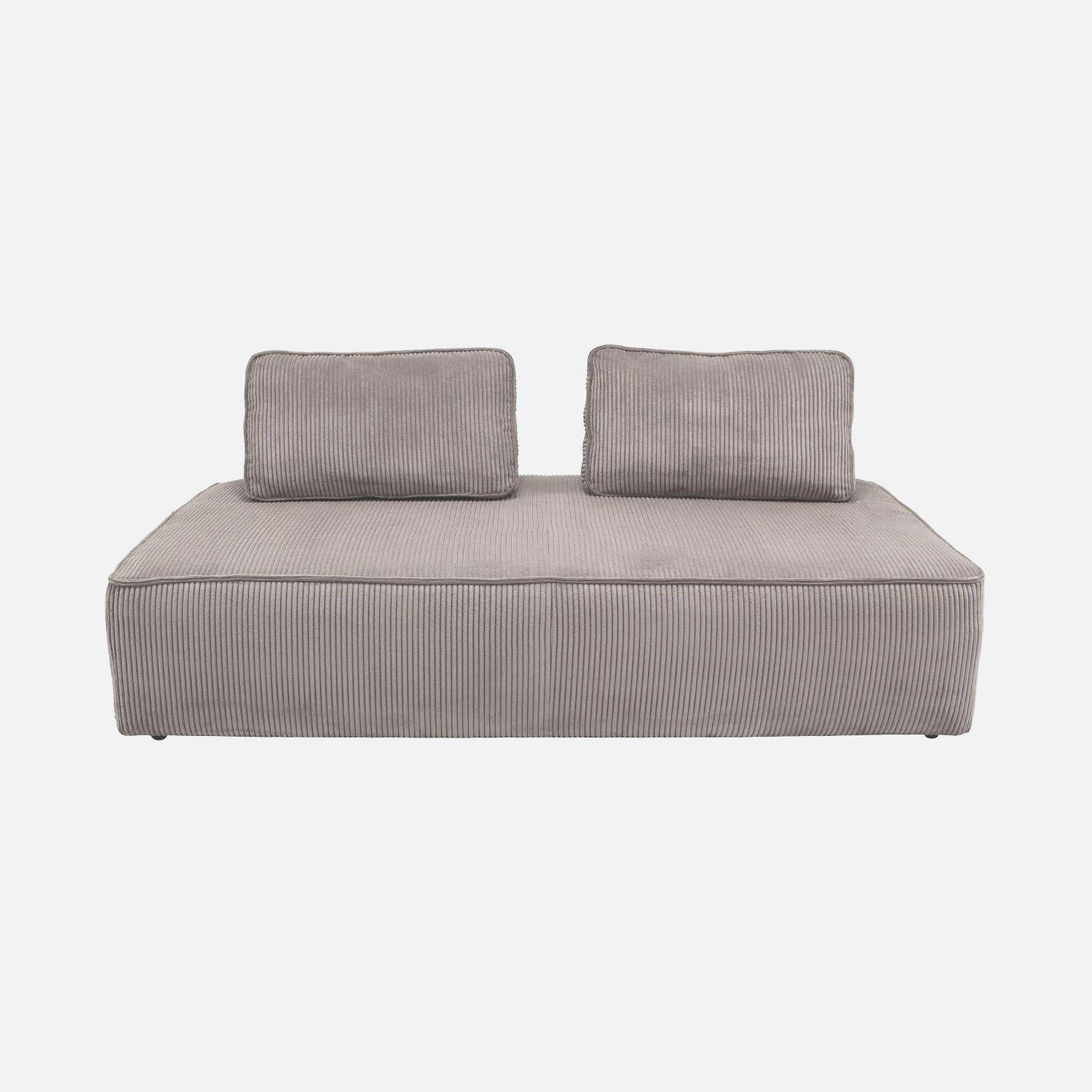 Poltrona para sofá modular 2 lugares veludo canelado, Lao, Cinza Claro, 180x90x78 cm Photo2