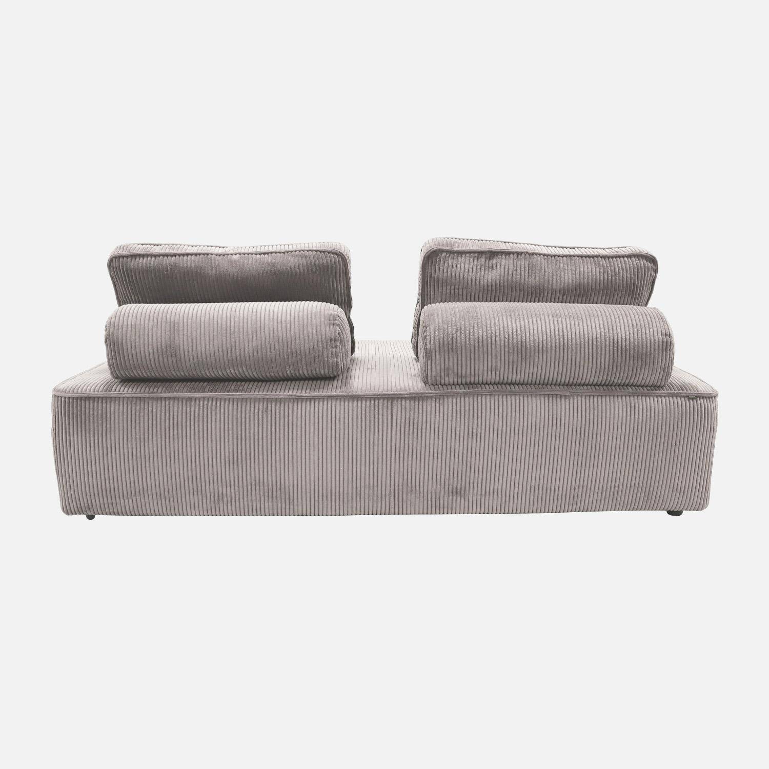 Poltrona para sofá modular 2 lugares veludo canelado, Lao, Cinza Claro, 180x90x78 cm Photo3