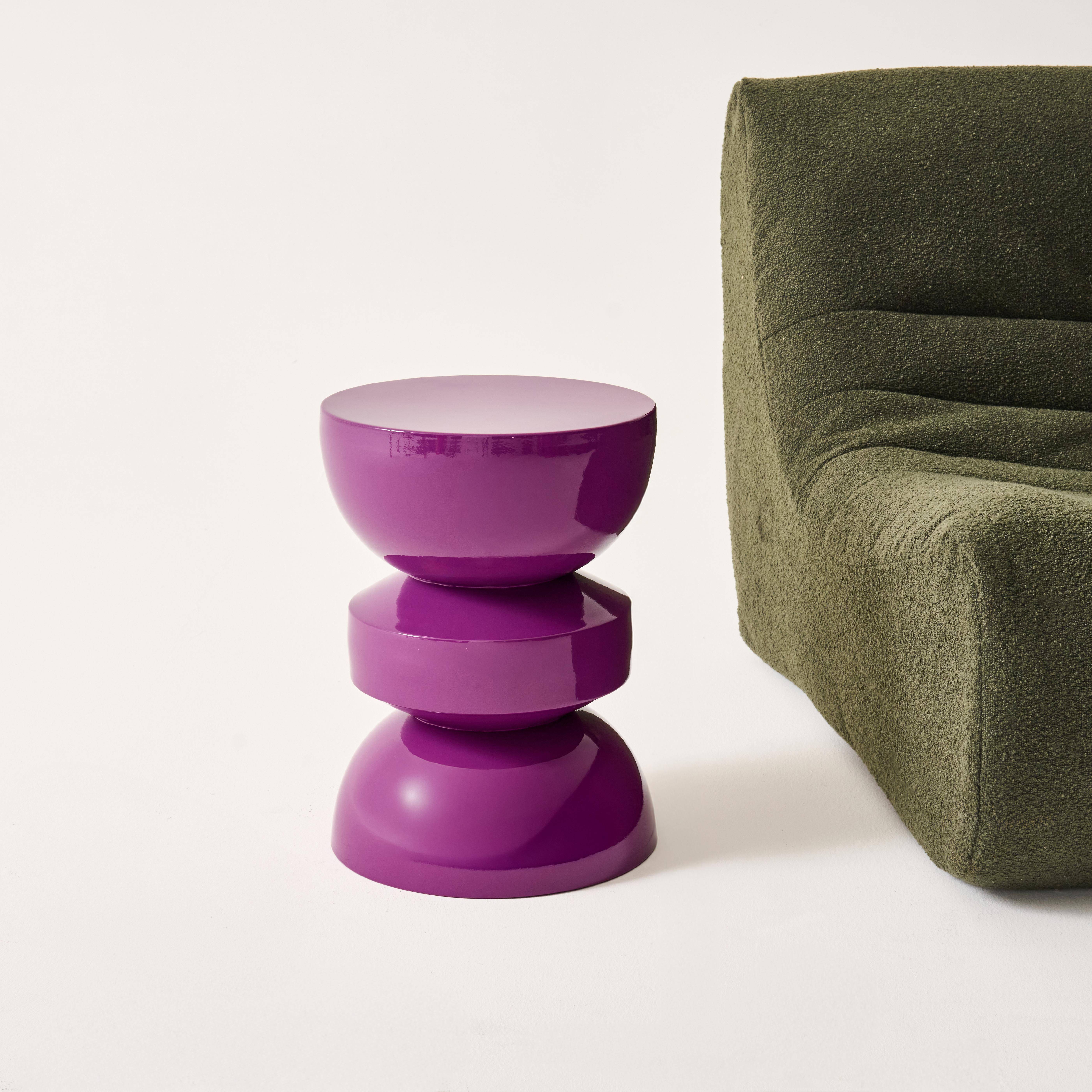 Table d'appoint, bout de canapé, table de chevet en métal effet glassy violet Assa, Ø32 x H 44,5cm Photo3