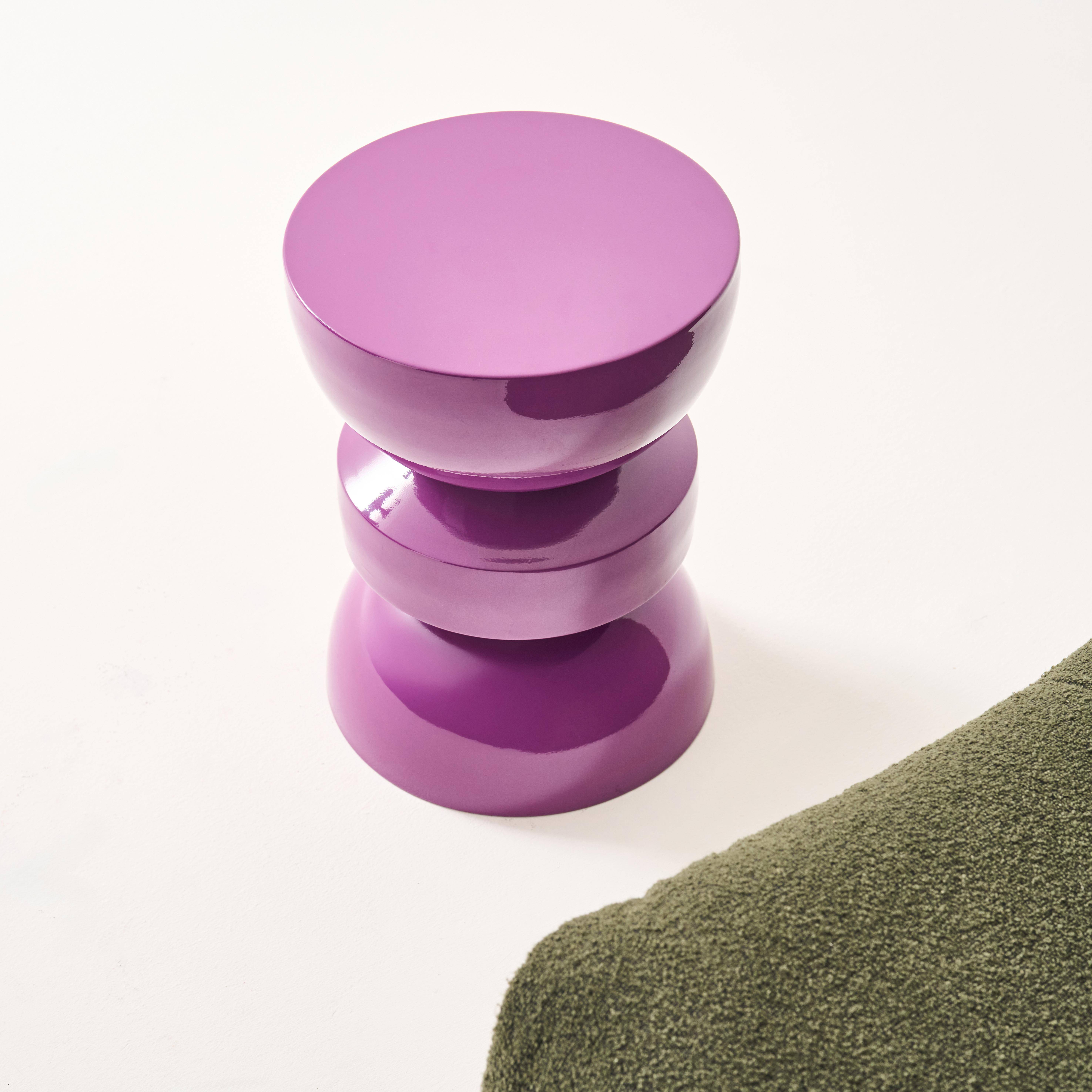 Table d'appoint, bout de canapé, table de chevet en métal effet glassy violet Assa, Ø32 x H 44,5cm Photo4