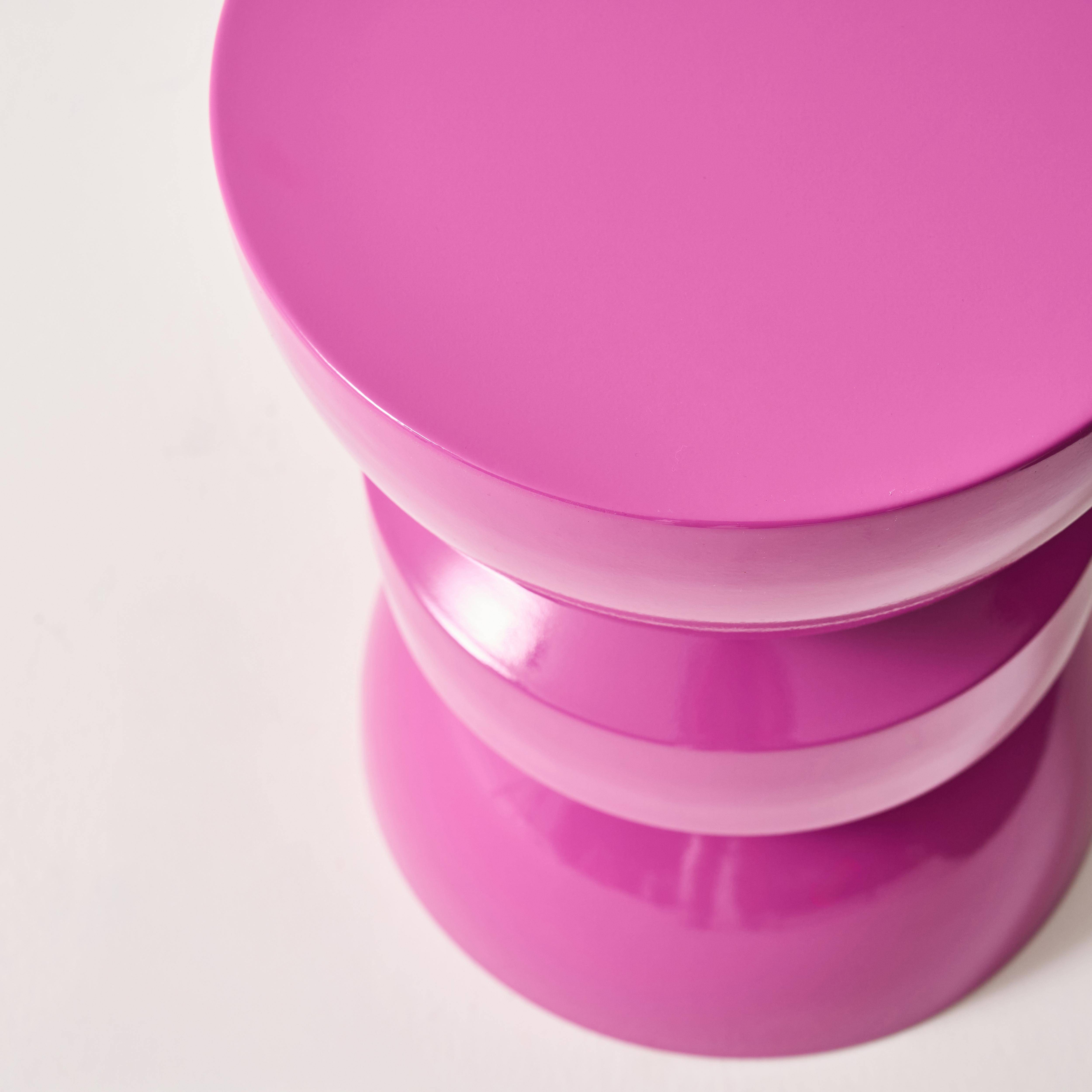 Table d'appoint, bout de canapé, table de chevet en métal effet glassy rose Assa, Ø32 x H 44,5cm Photo5