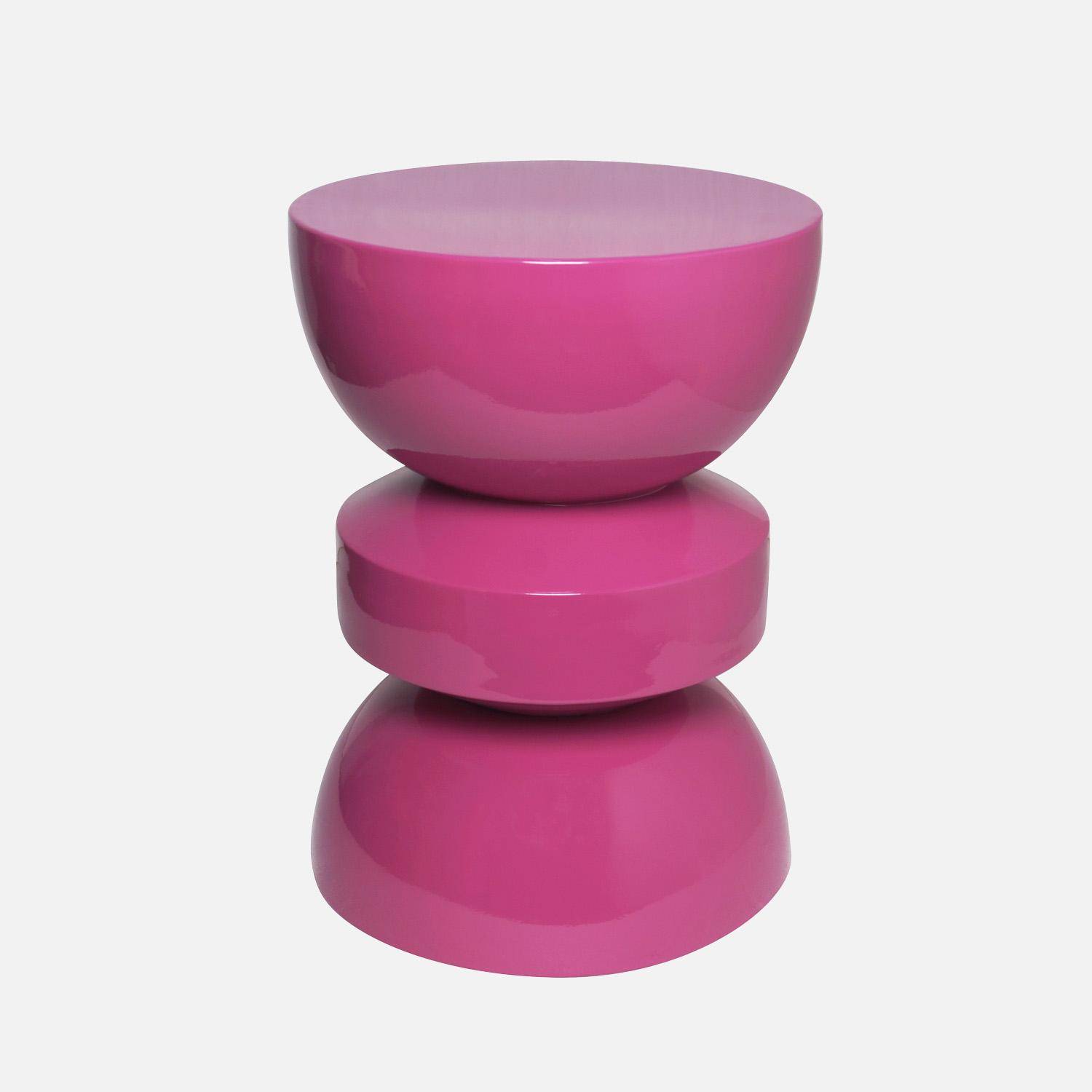 Table d'appoint, bout de canapé, table de chevet en métal effet glassy rose Assa, Ø32 x H 44,5cm,sweeek,Photo6