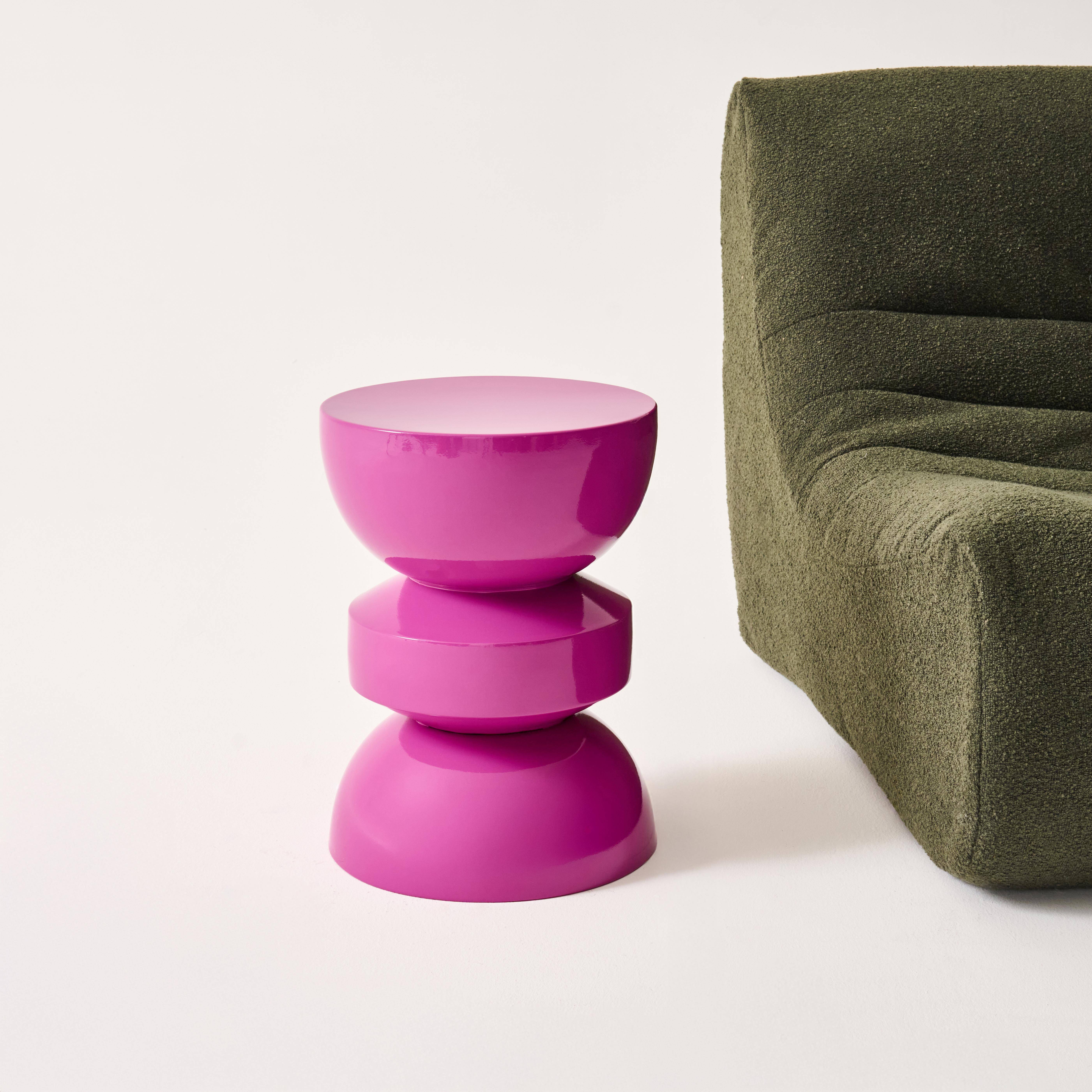 Table d'appoint, bout de canapé, table de chevet en métal effet glassy rose Assa, Ø32 x H 44,5cm Photo3