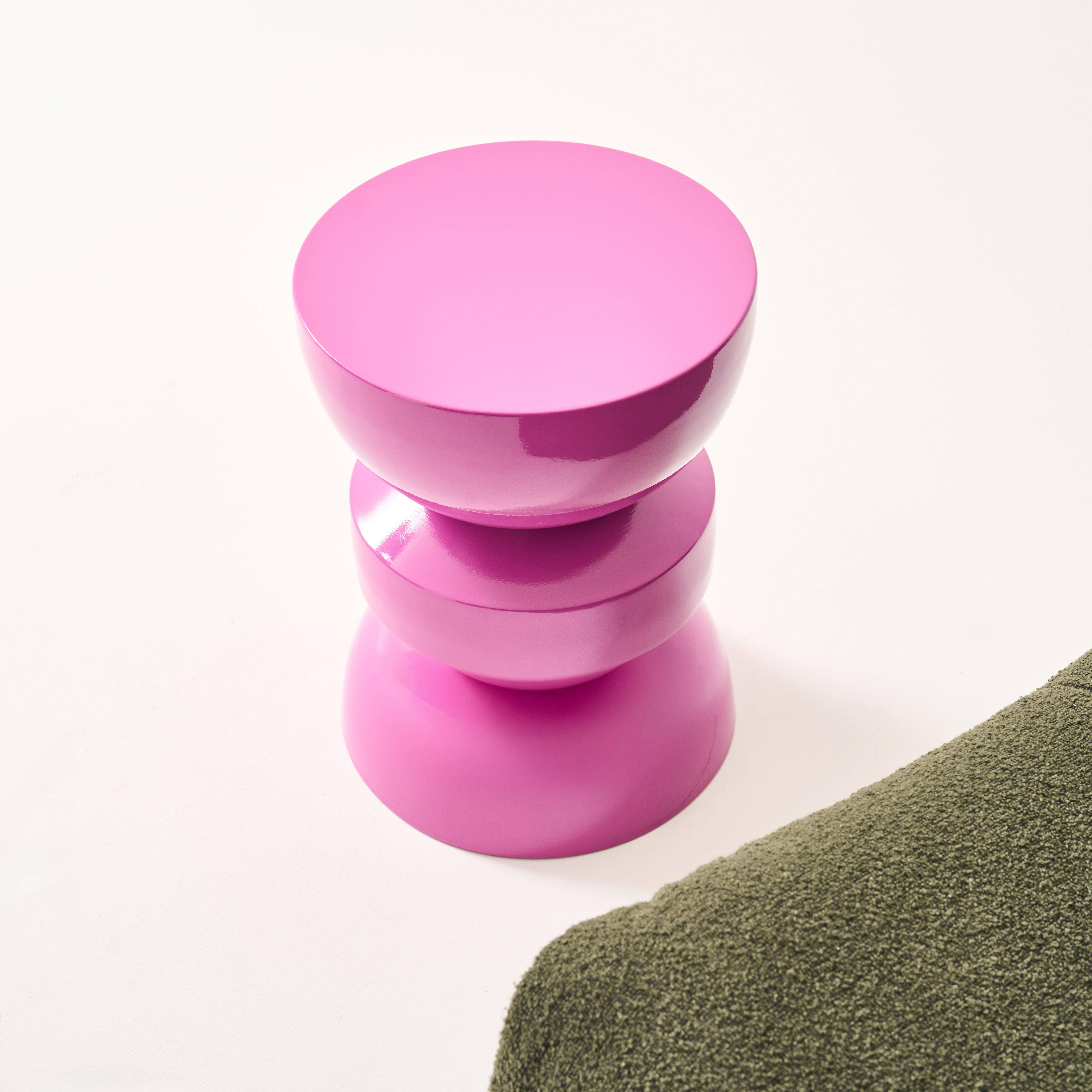 Table d'appoint, bout de canapé, table de chevet en métal effet glassy rose Assa, Ø32 x H 44,5cm Photo4