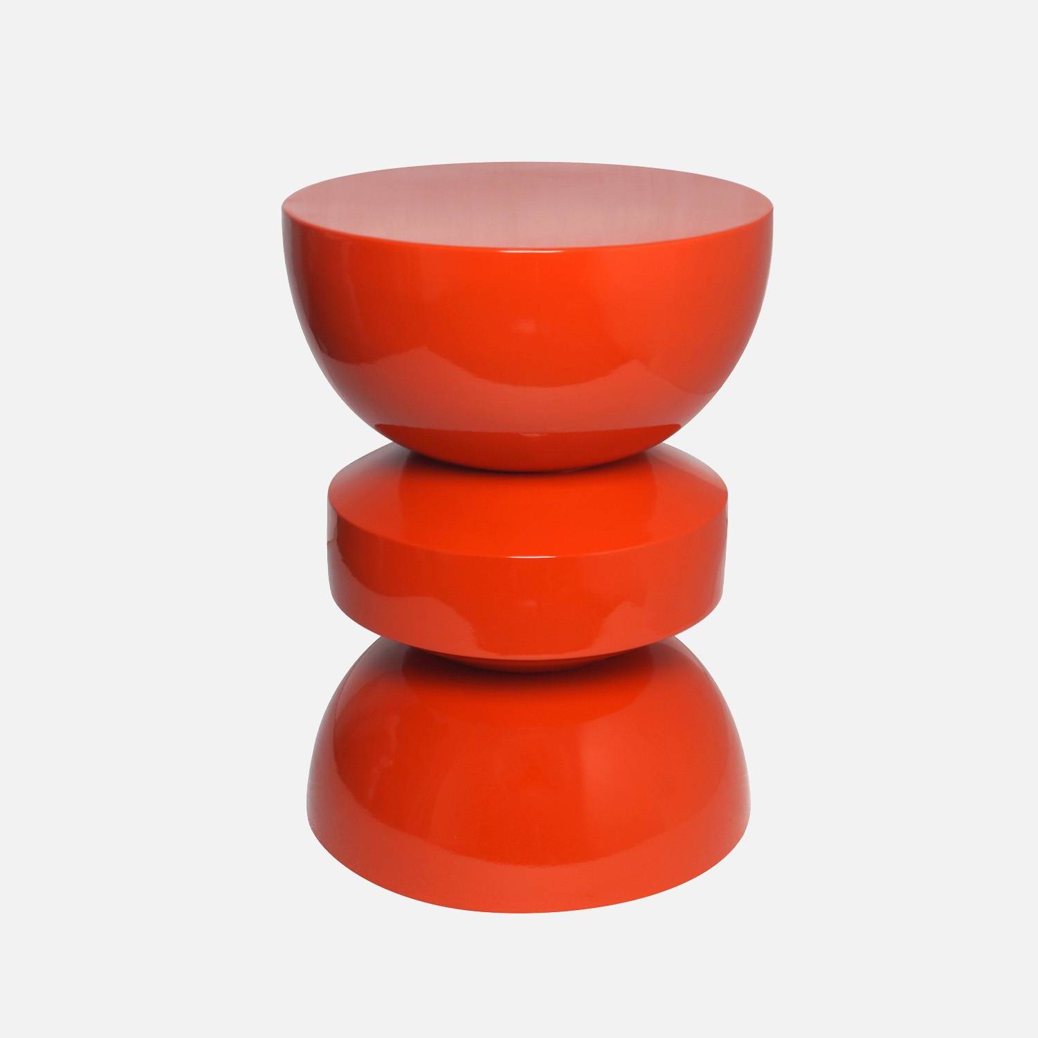 Table d'appoint en métal bout de canapé effet glassy orange Ø32