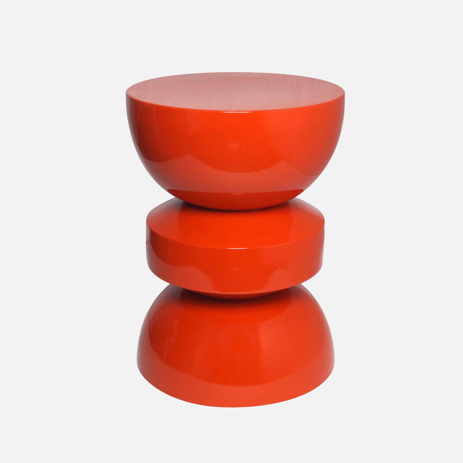 Table d'appoint, bout de canapé, table de chevet en métal effet glassy orange Assa, Ø32 x H 44,5cm,sweeek,Photo6