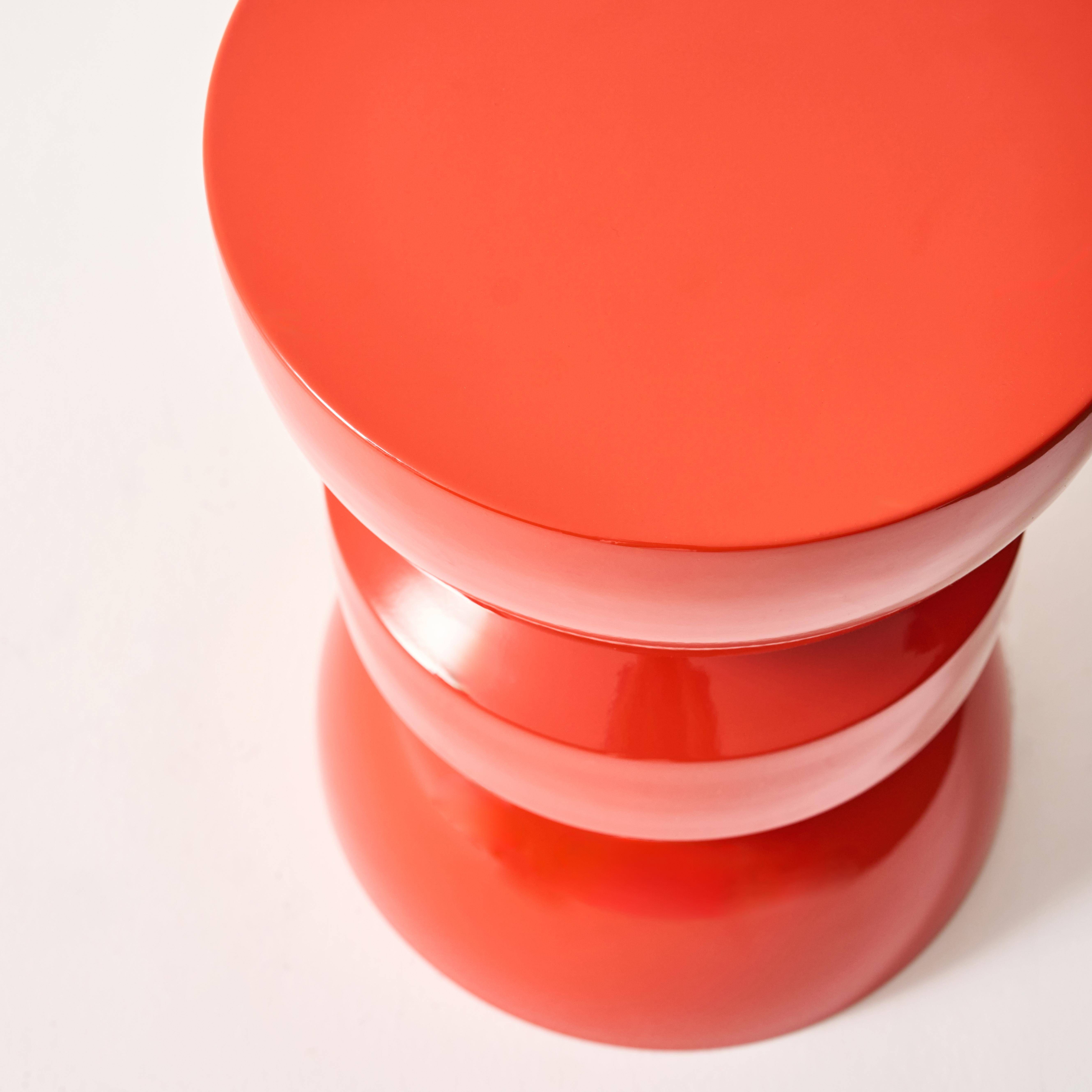 Table d'appoint, bout de canapé, table de chevet en métal effet glassy orange Assa, Ø32 x H 44,5cm Photo5