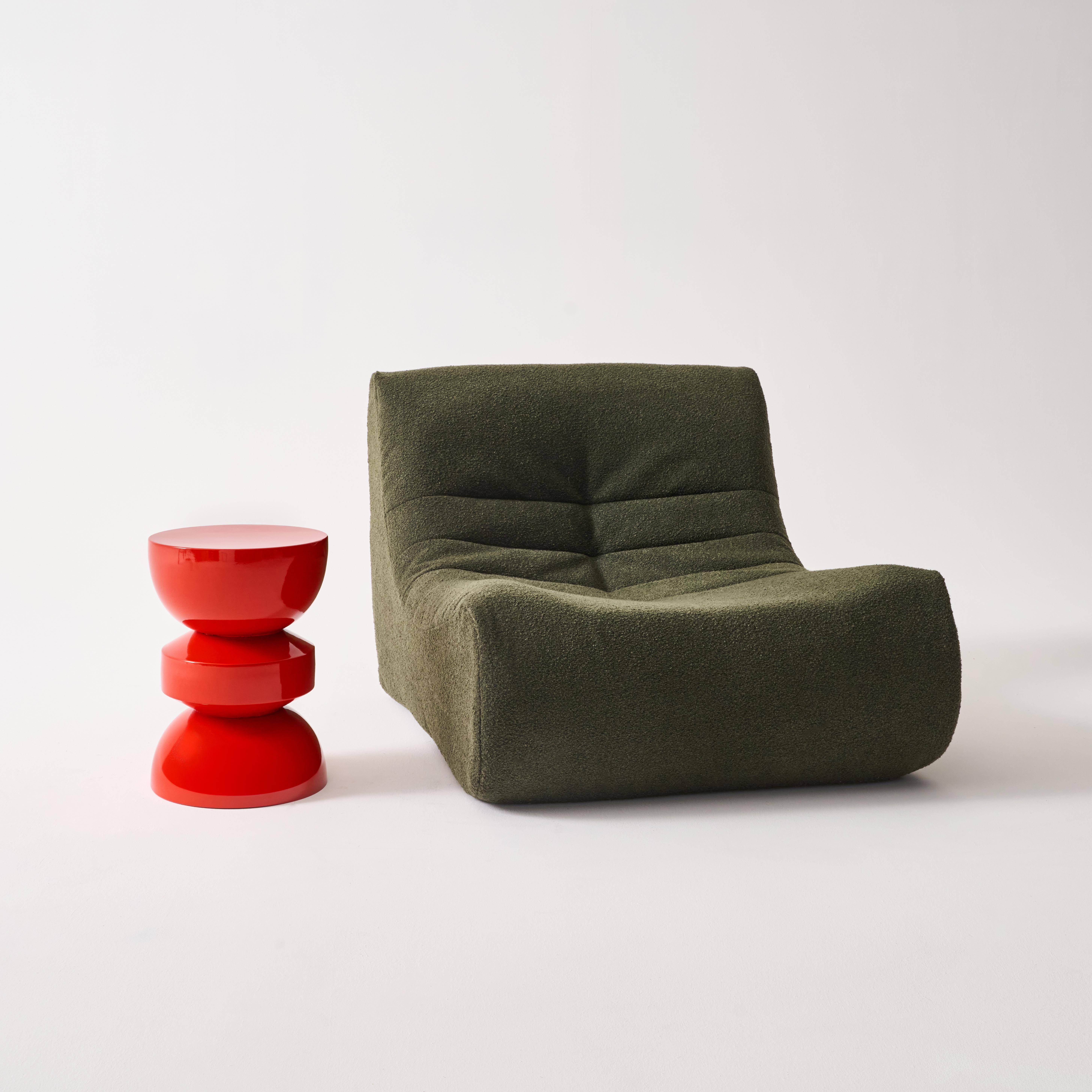 Table d'appoint, bout de canapé, table de chevet en métal effet glassy orange Assa, Ø32 x H 44,5cm,sweeek,Photo2