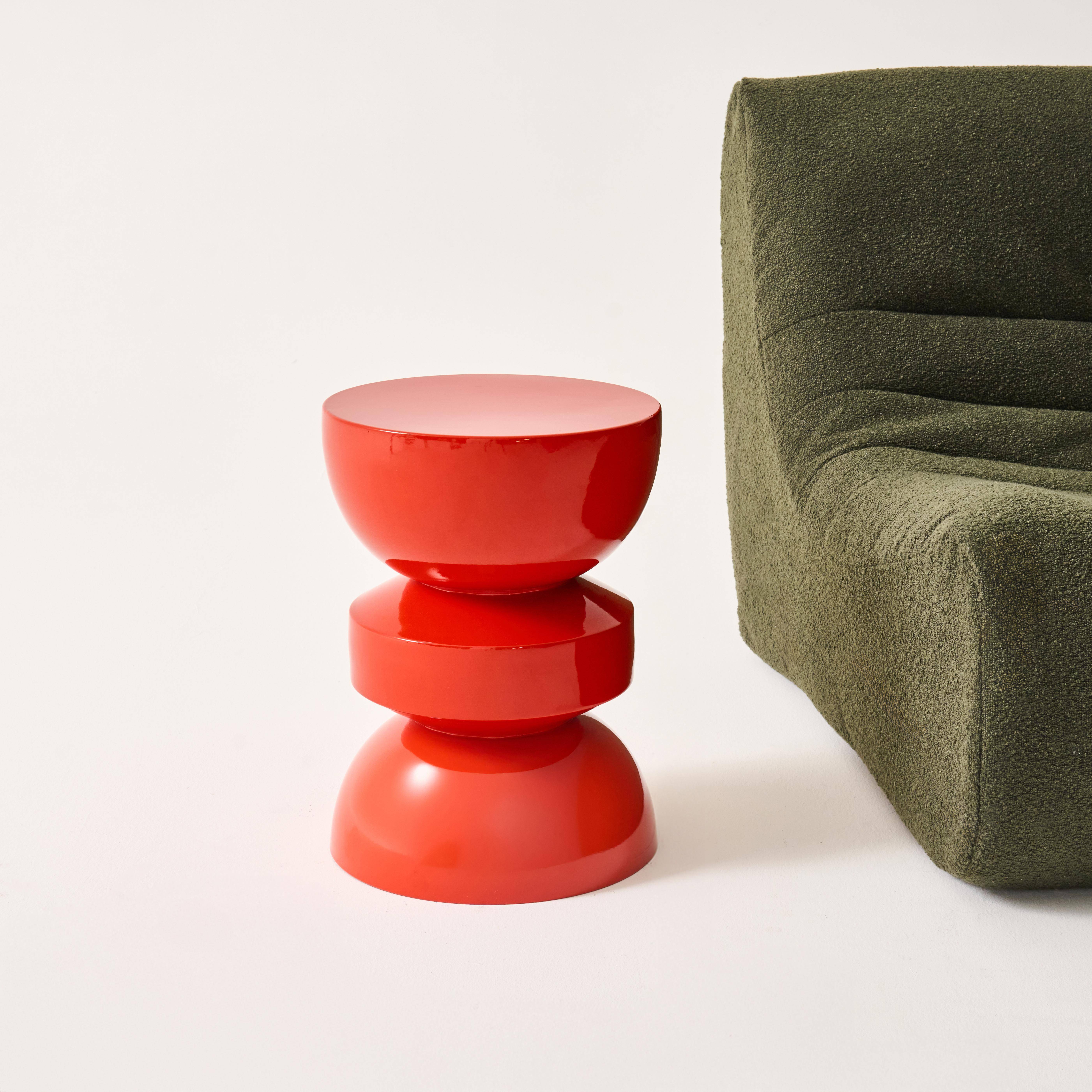 Table d'appoint, bout de canapé, table de chevet en métal effet glassy orange Assa, Ø32 x H 44,5cm,sweeek,Photo3