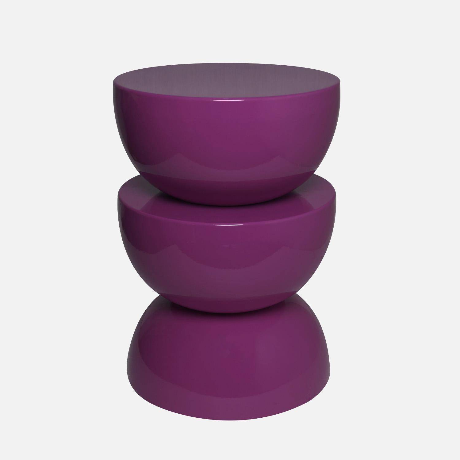 Table d'appoint, bout de canapé, table de chevet en métal violet Coumba, Ø32 x H 46,5cm Photo1