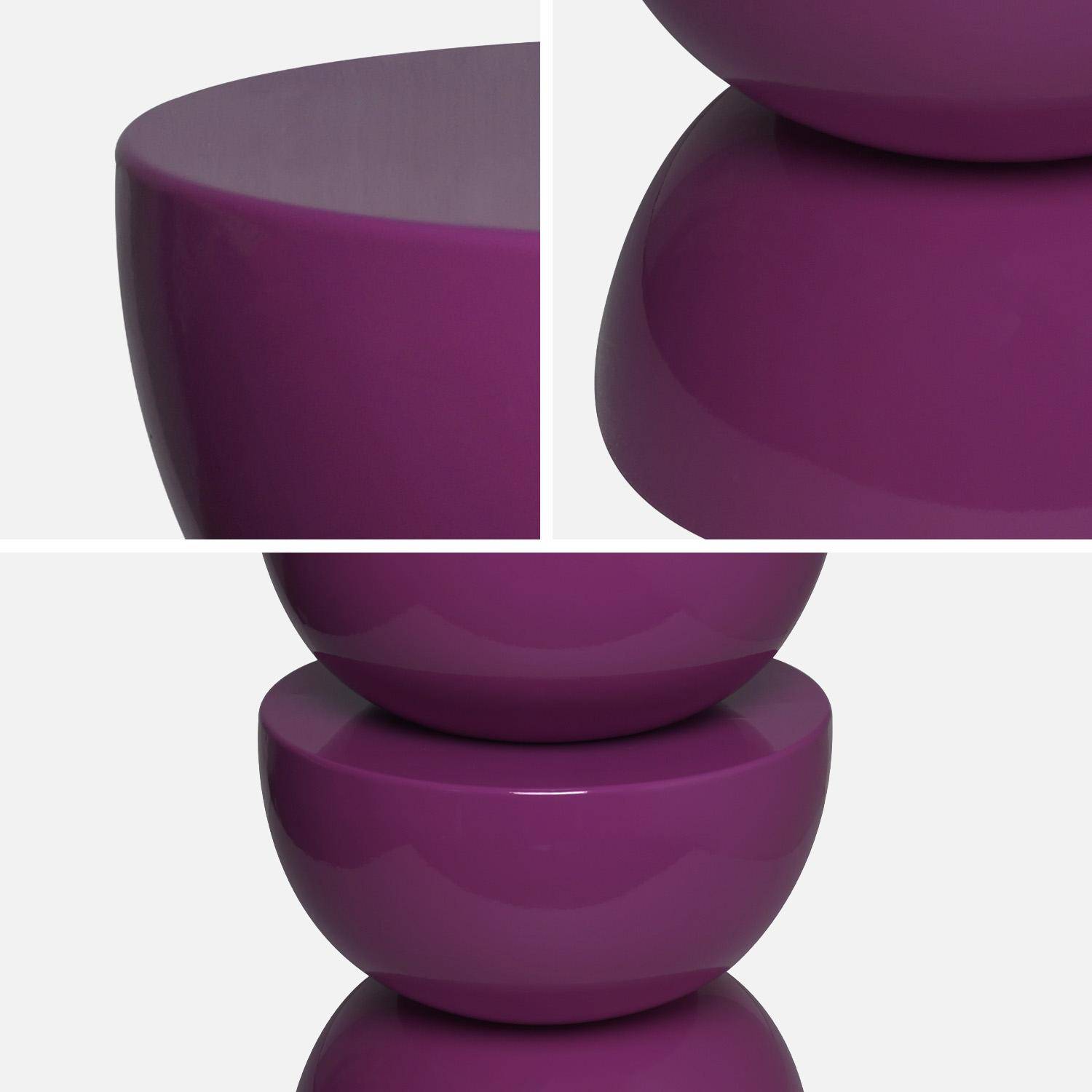 Table d'appoint, bout de canapé, table de chevet en métal violet Coumba, Ø32 x H 46,5cm Photo2