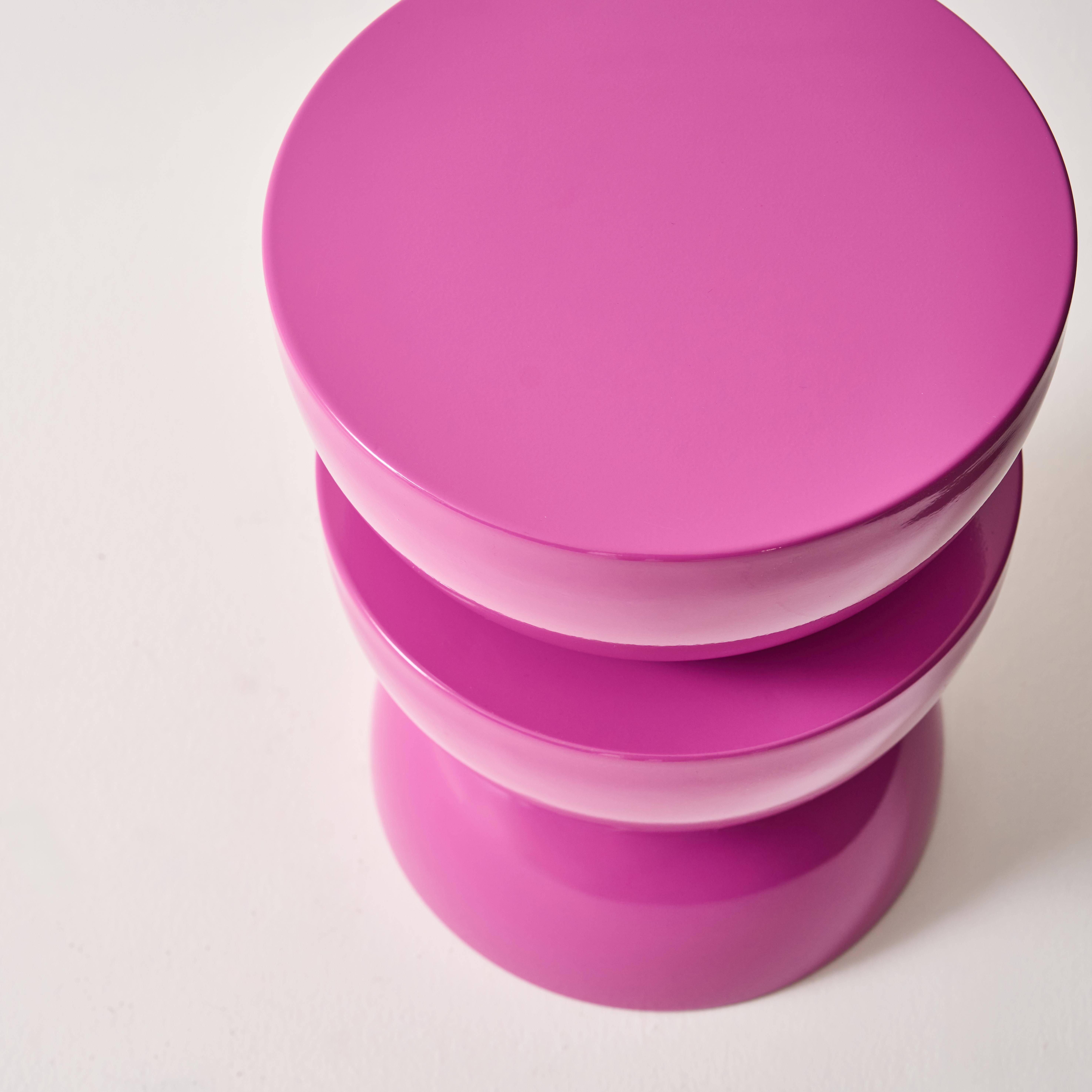 Table d'appoint, bout de canapé, table de chevet en métal effet glassy rose Coumba, Ø32 x H 46,5cm Photo5