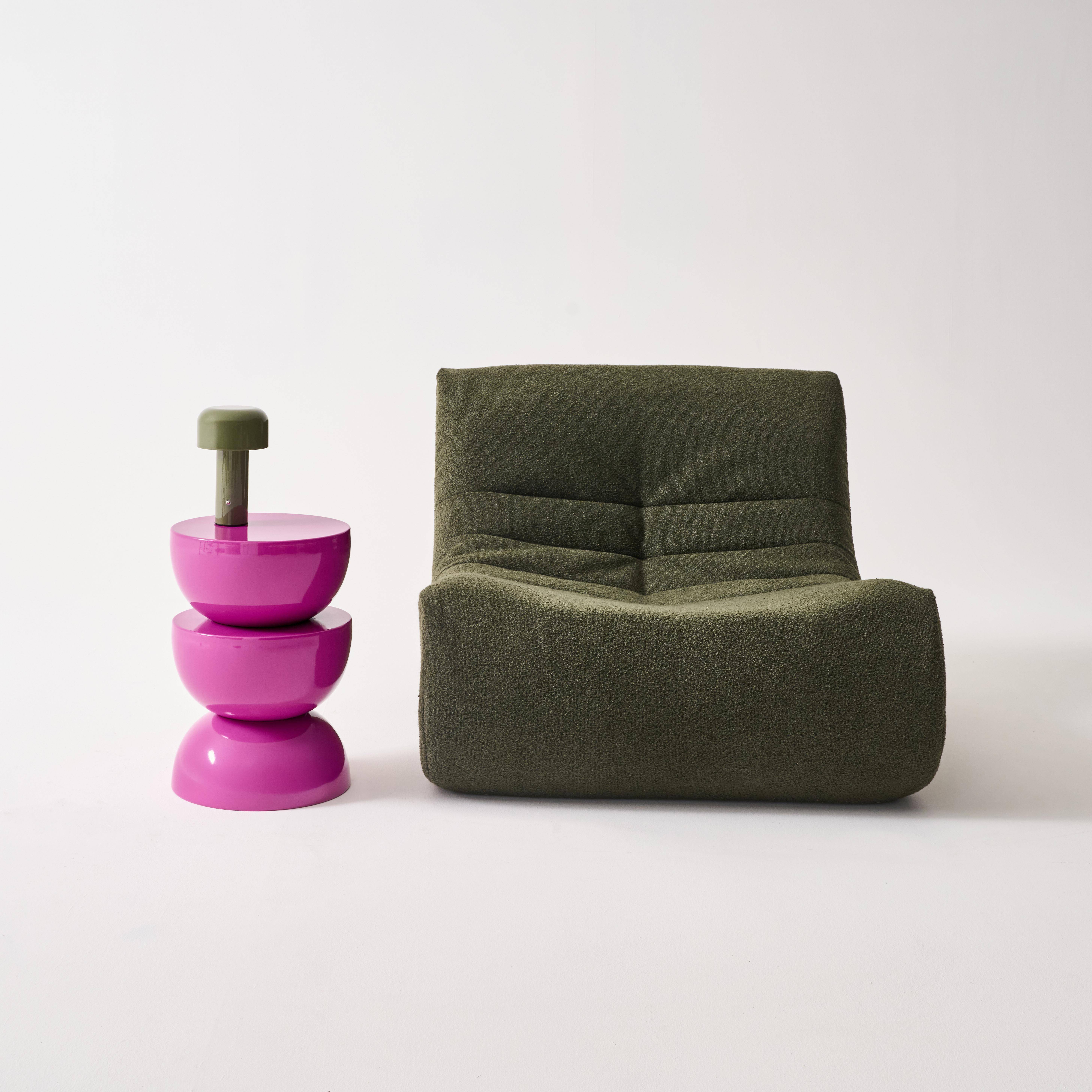 Table d'appoint, bout de canapé, table de chevet en métal effet glassy rose Coumba, Ø32 x H 46,5cm Photo1