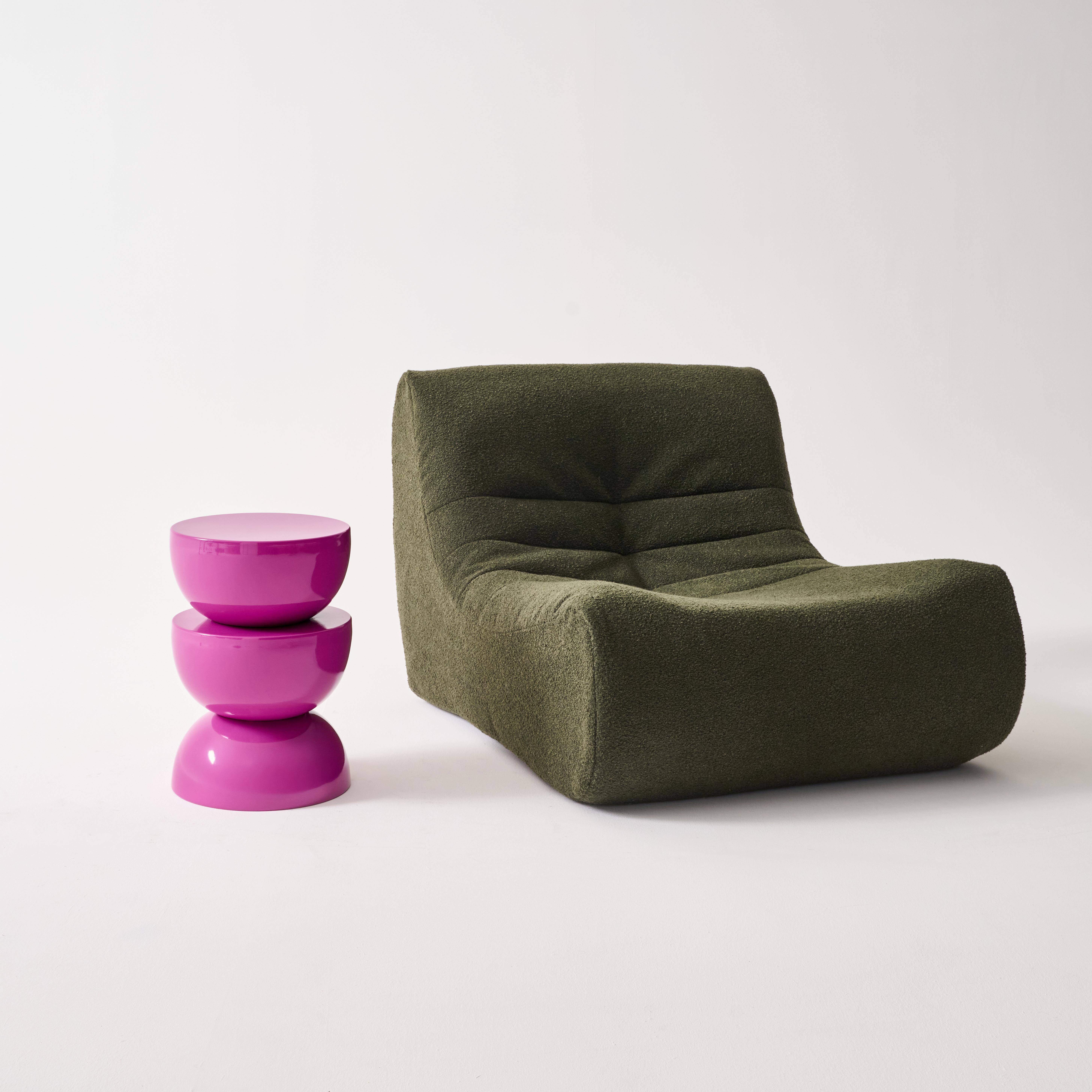 Table d'appoint, bout de canapé, table de chevet en métal effet glassy rose Coumba, Ø32 x H 46,5cm Photo2