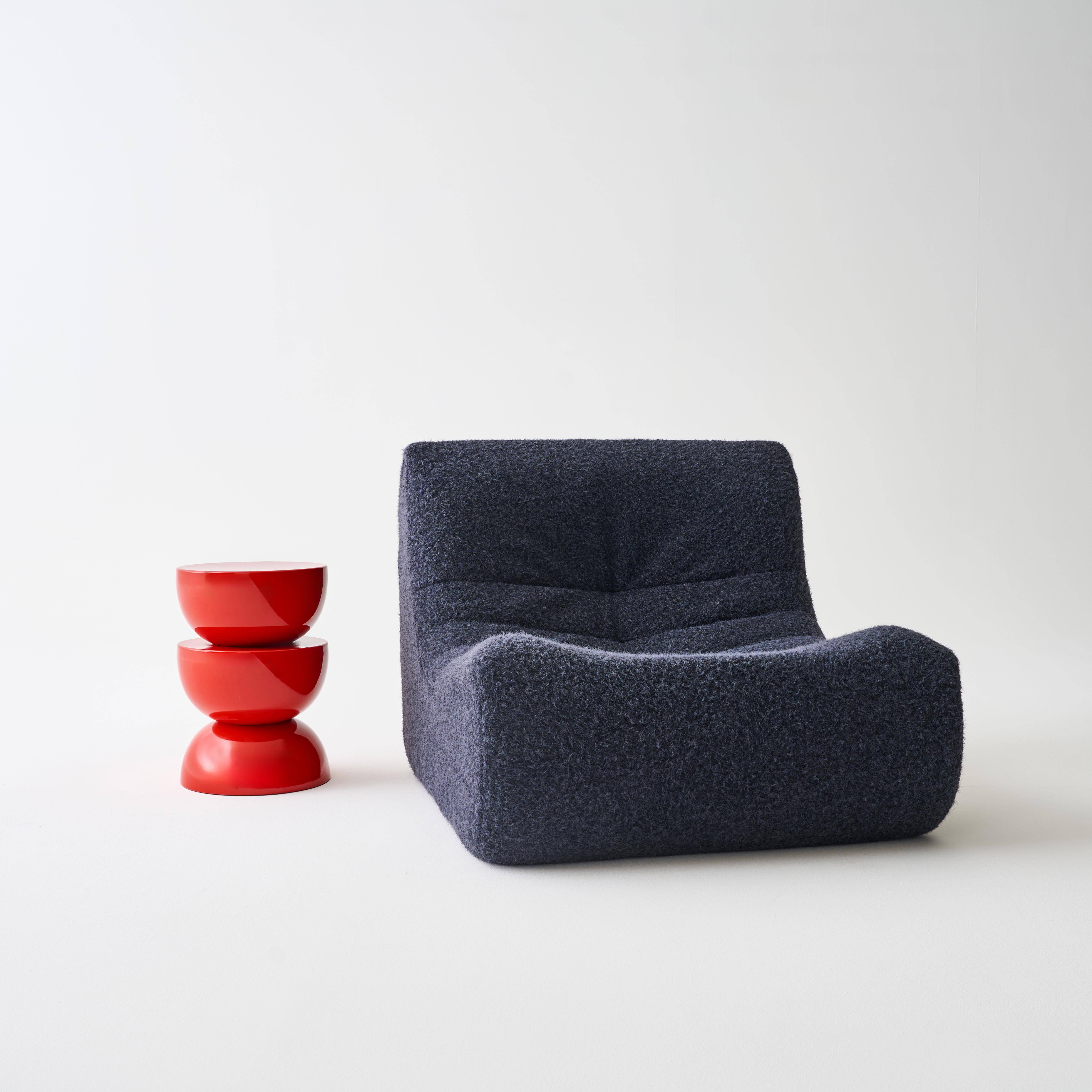 Table d'appoint, bout de canapé, table de chevet en métal effet glassy orange Coumba, Ø32 x H 46,5cm Photo2