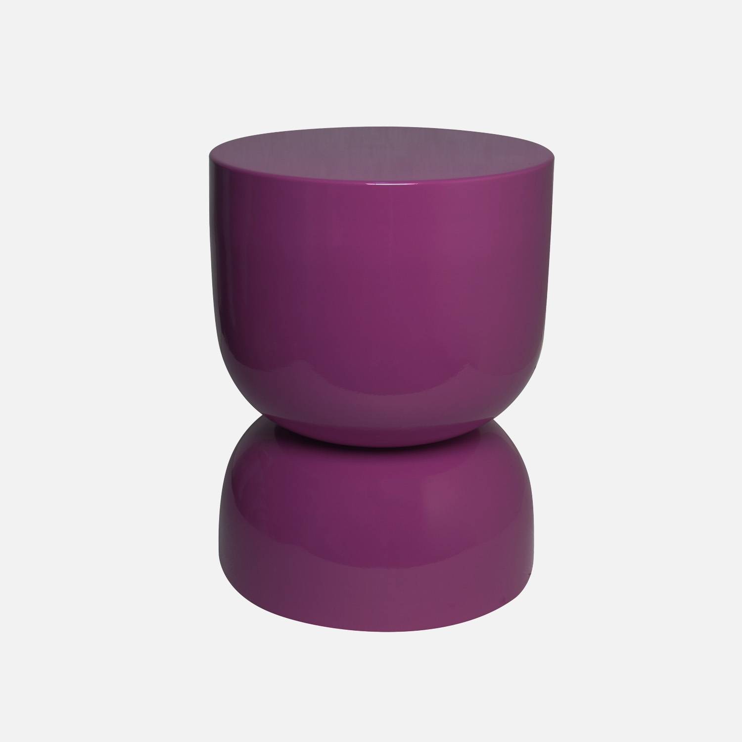 Table d'appoint en métal, bout de canapé effet glassy violet Ø32