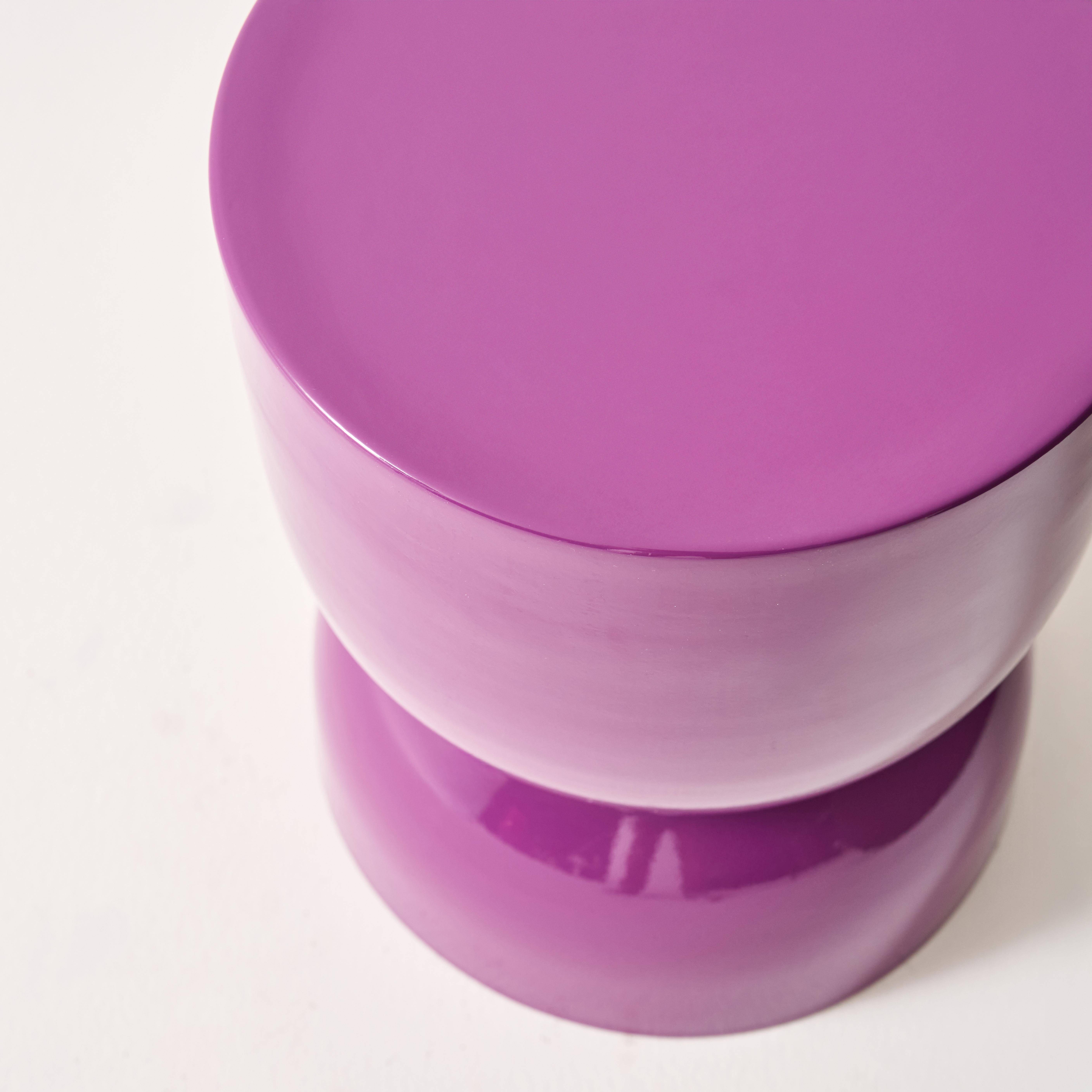 Table d'appoint, bout de canapé, table de chevet en métal effet glassy violet Madi Ø32 x H 42cm,sweeek,Photo5