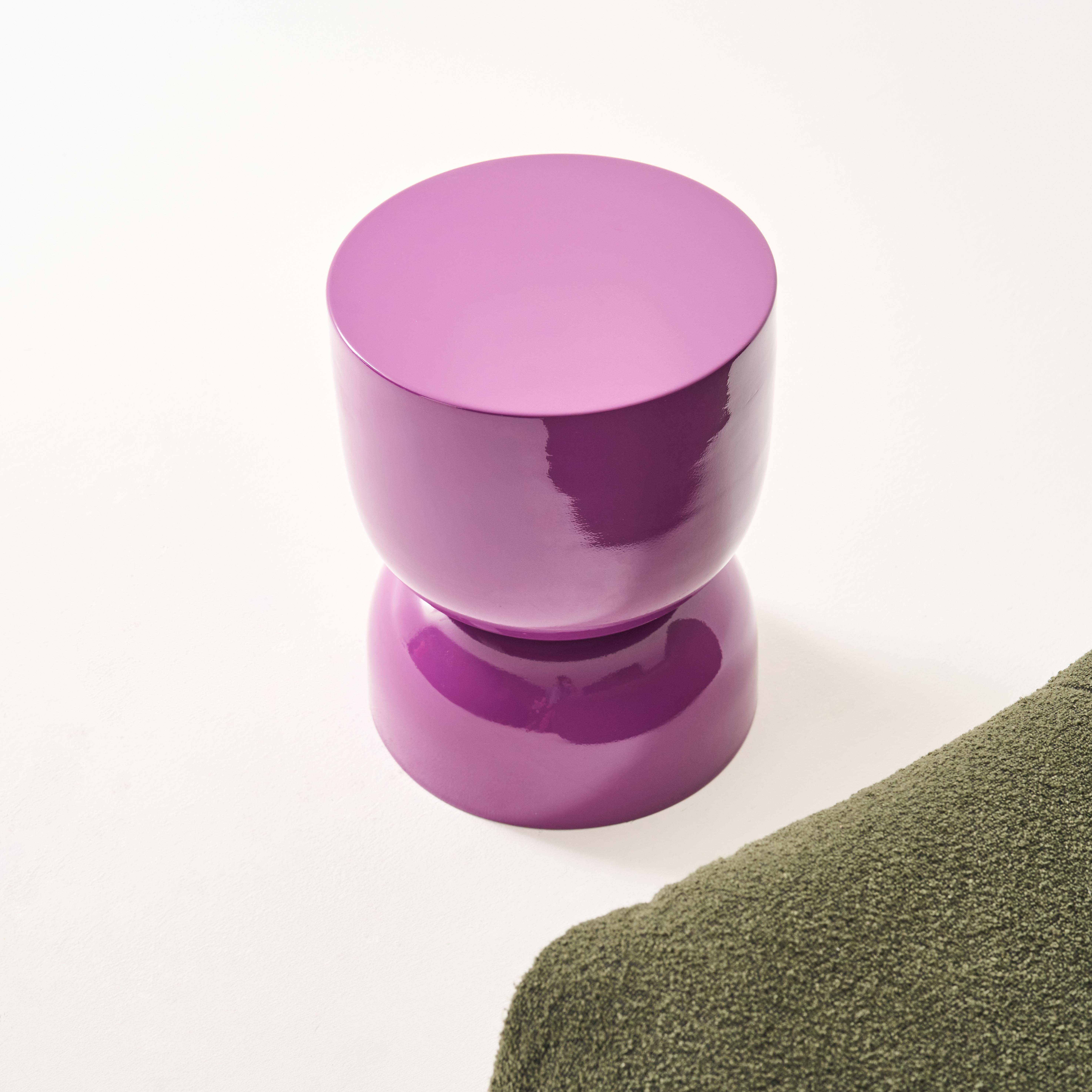 Table d'appoint, bout de canapé, table de chevet en métal effet glassy violet Madi Ø32 x H 42cm Photo4