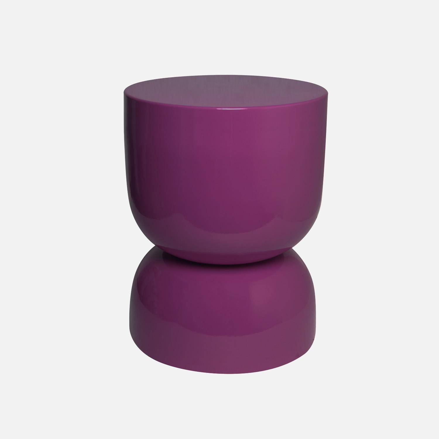 Table d'appoint, bout de canapé, table de chevet en métal effet glassy violet Madi Ø32 x H 42cm,sweeek,Photo6