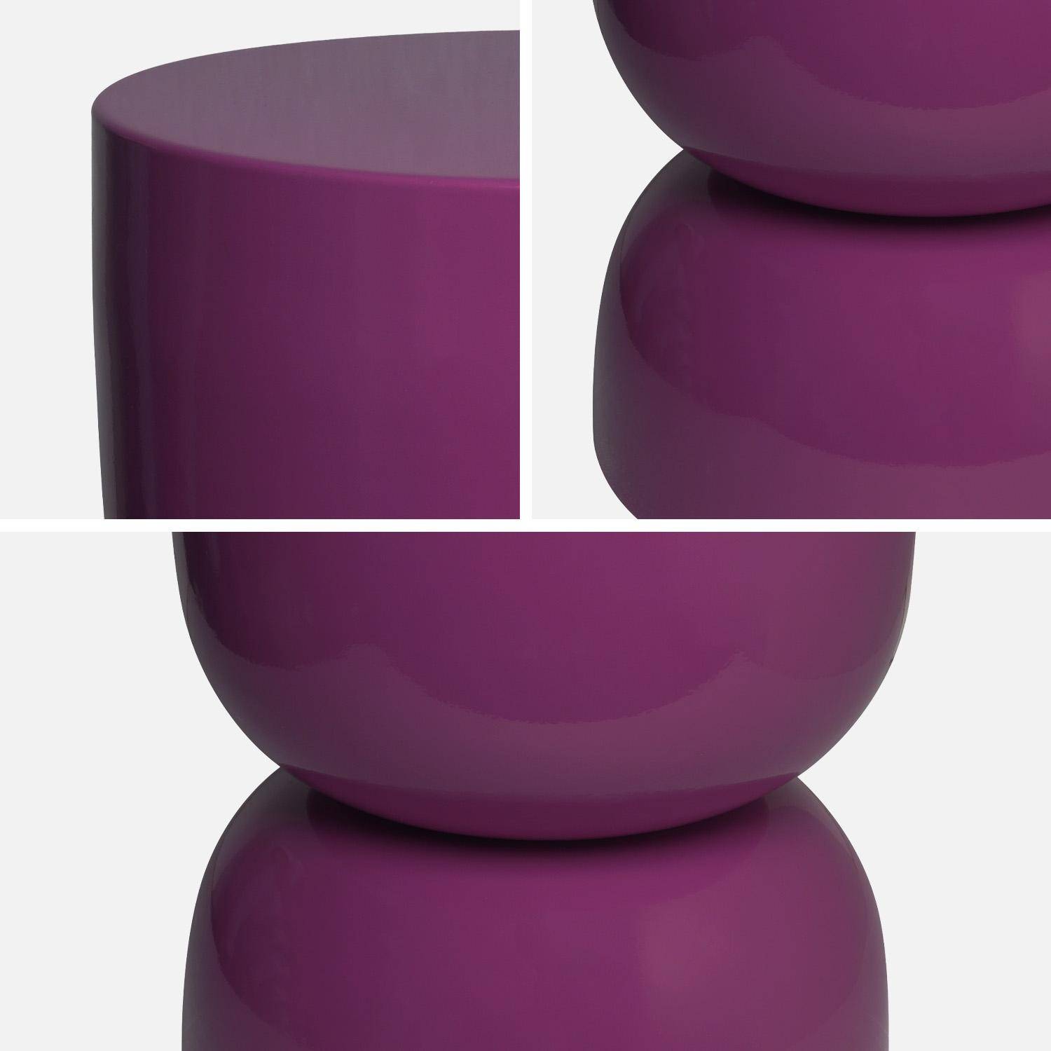 Table d'appoint, bout de canapé, table de chevet en métal violet Madi Ø32 x H 42cm Photo2