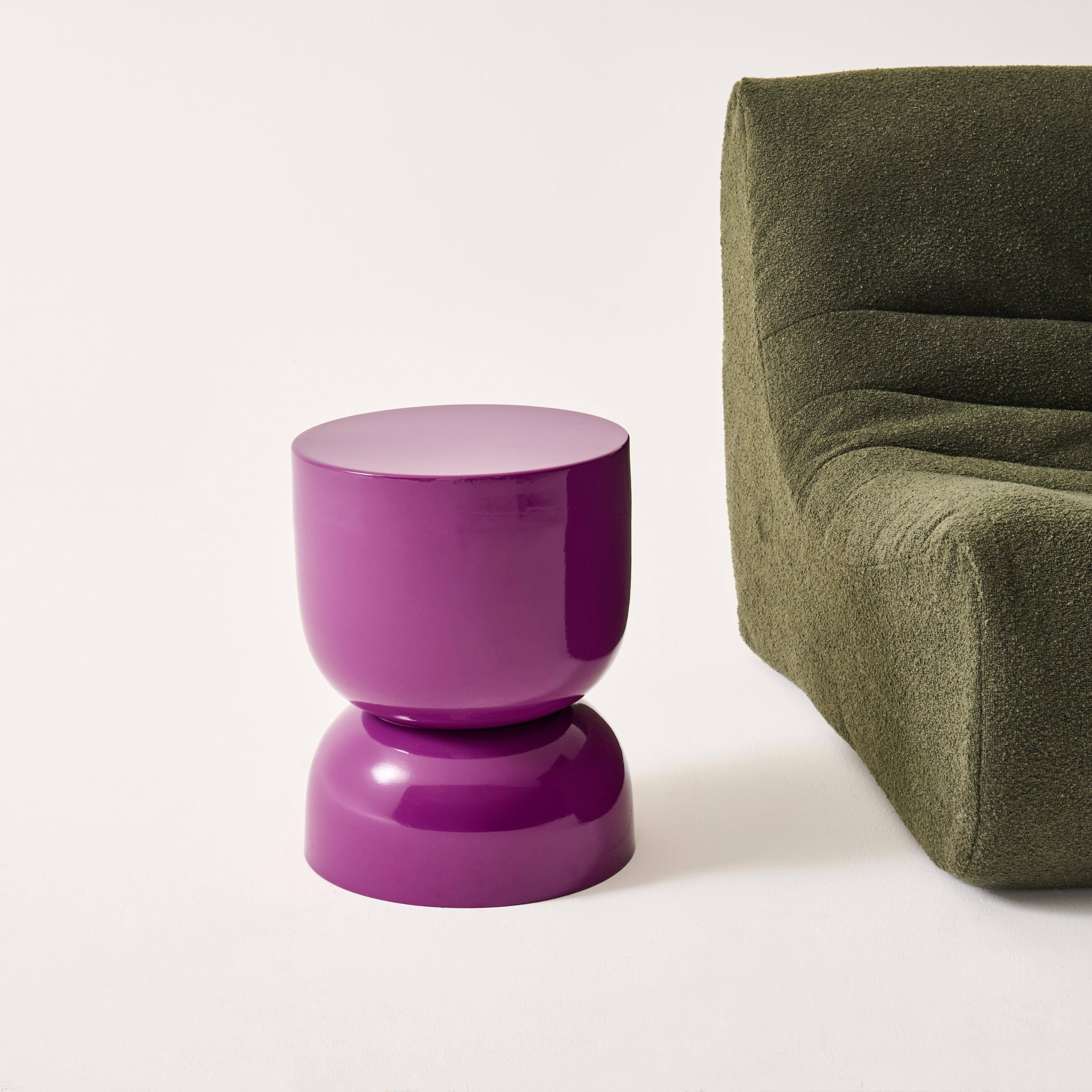 Table d'appoint, bout de canapé, table de chevet en métal effet glassy violet Madi Ø32 x H 42cm Photo3