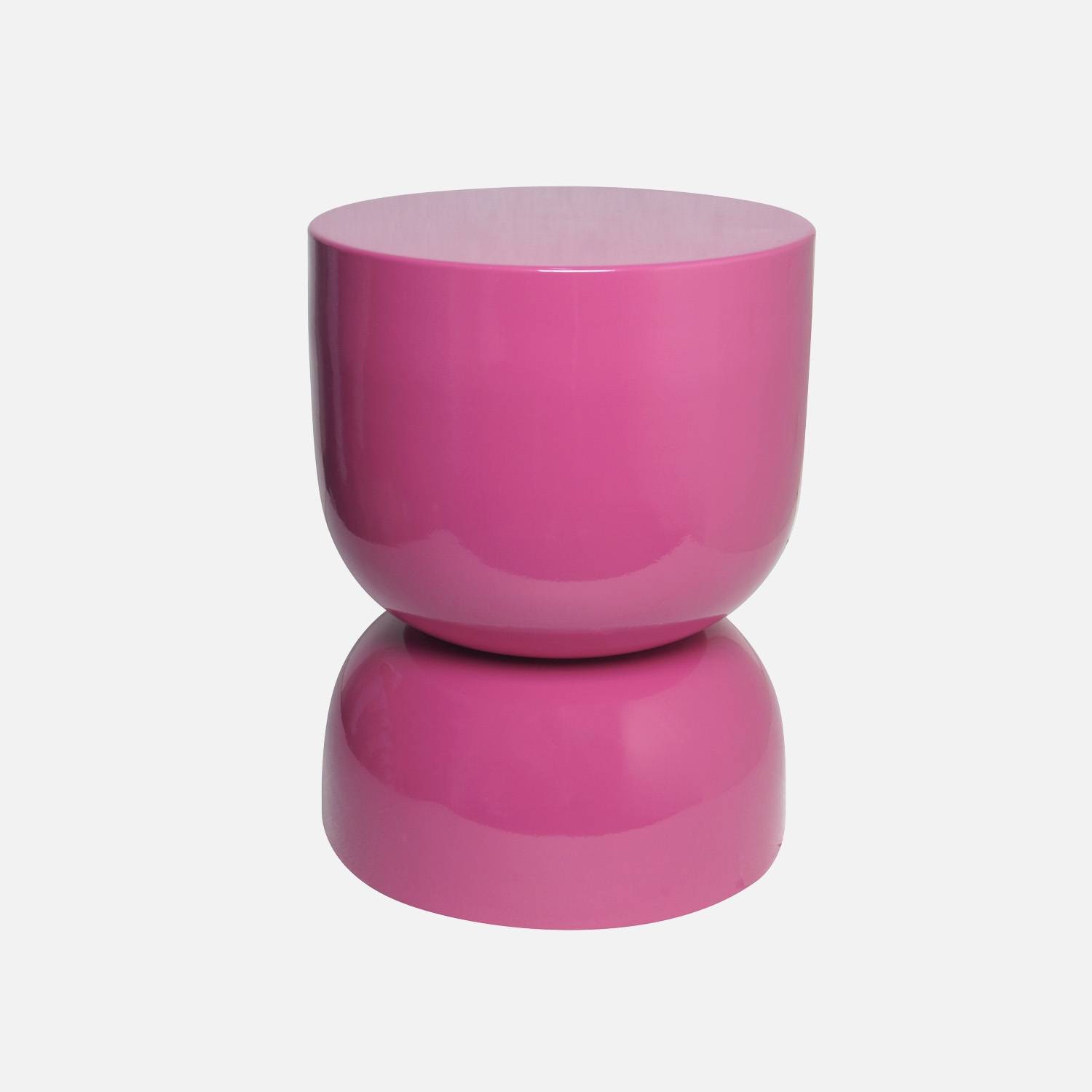 Table d'appoint en métal, bout de canapé effet glassy rose Ø32