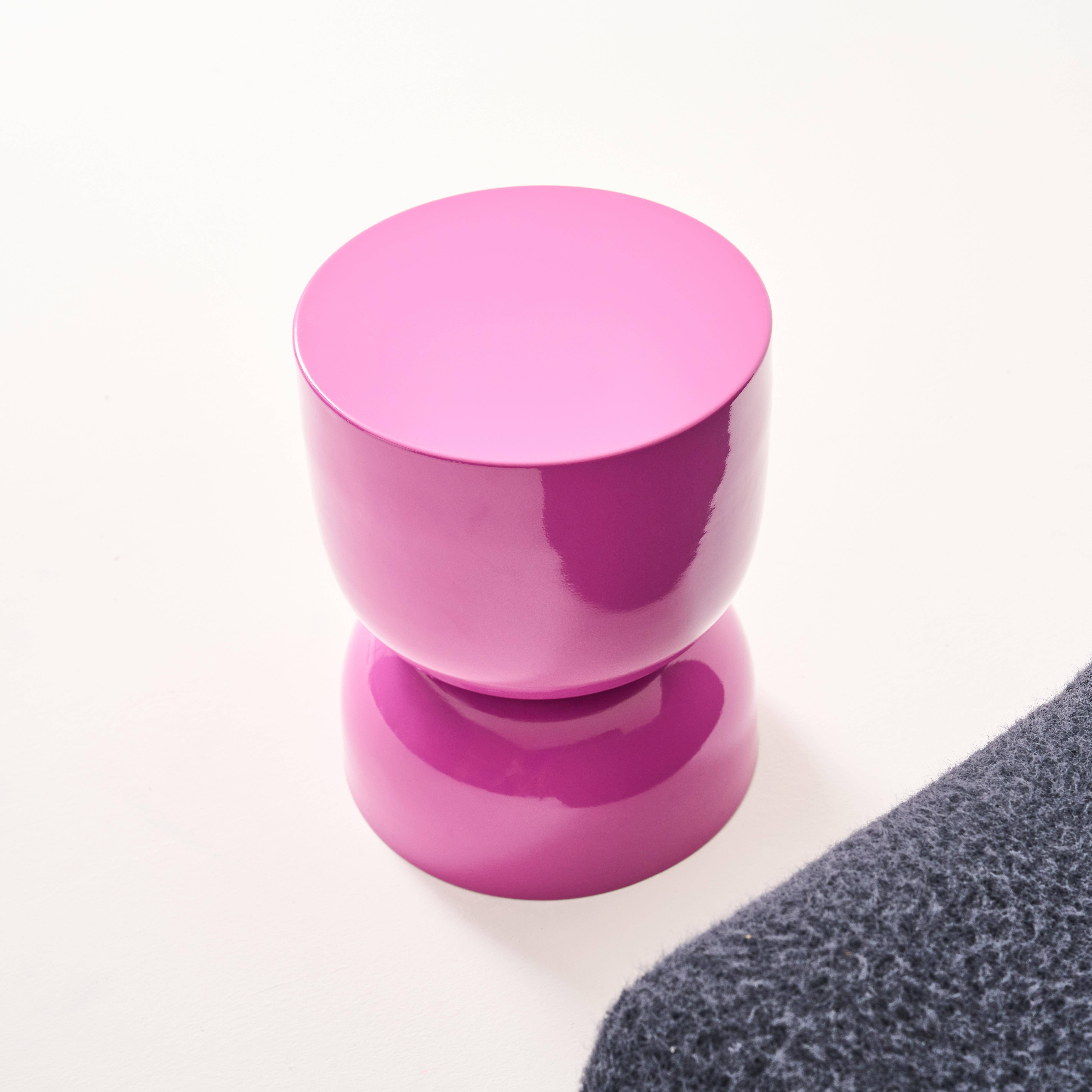 Table d'appoint, bout de canapé, table de chevet en métal effet glassy rose Madi Ø32 x H 42cm,sweeek,Photo4