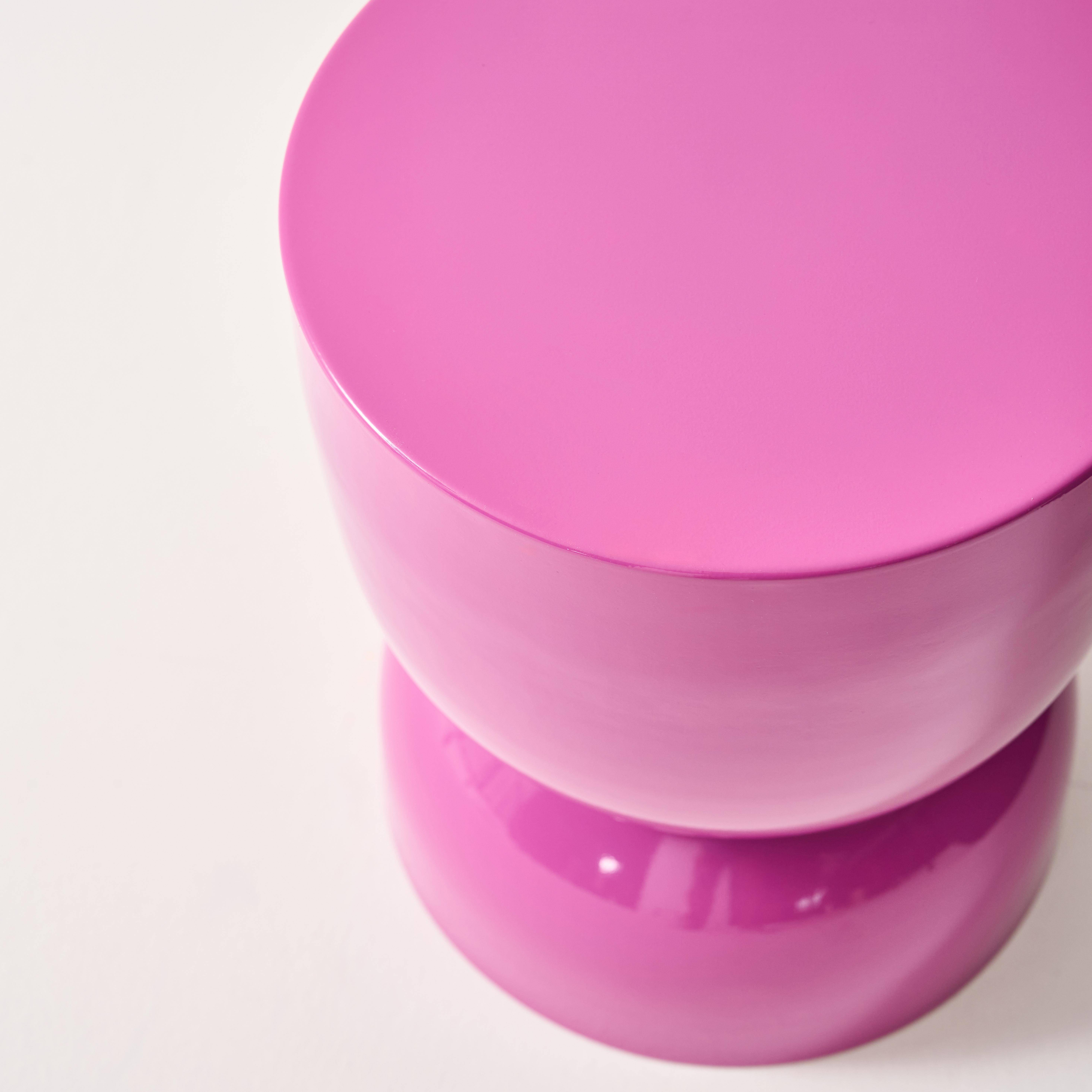 Table d'appoint, bout de canapé, table de chevet en métal effet glassy rose Madi Ø32 x H 42cm Photo5