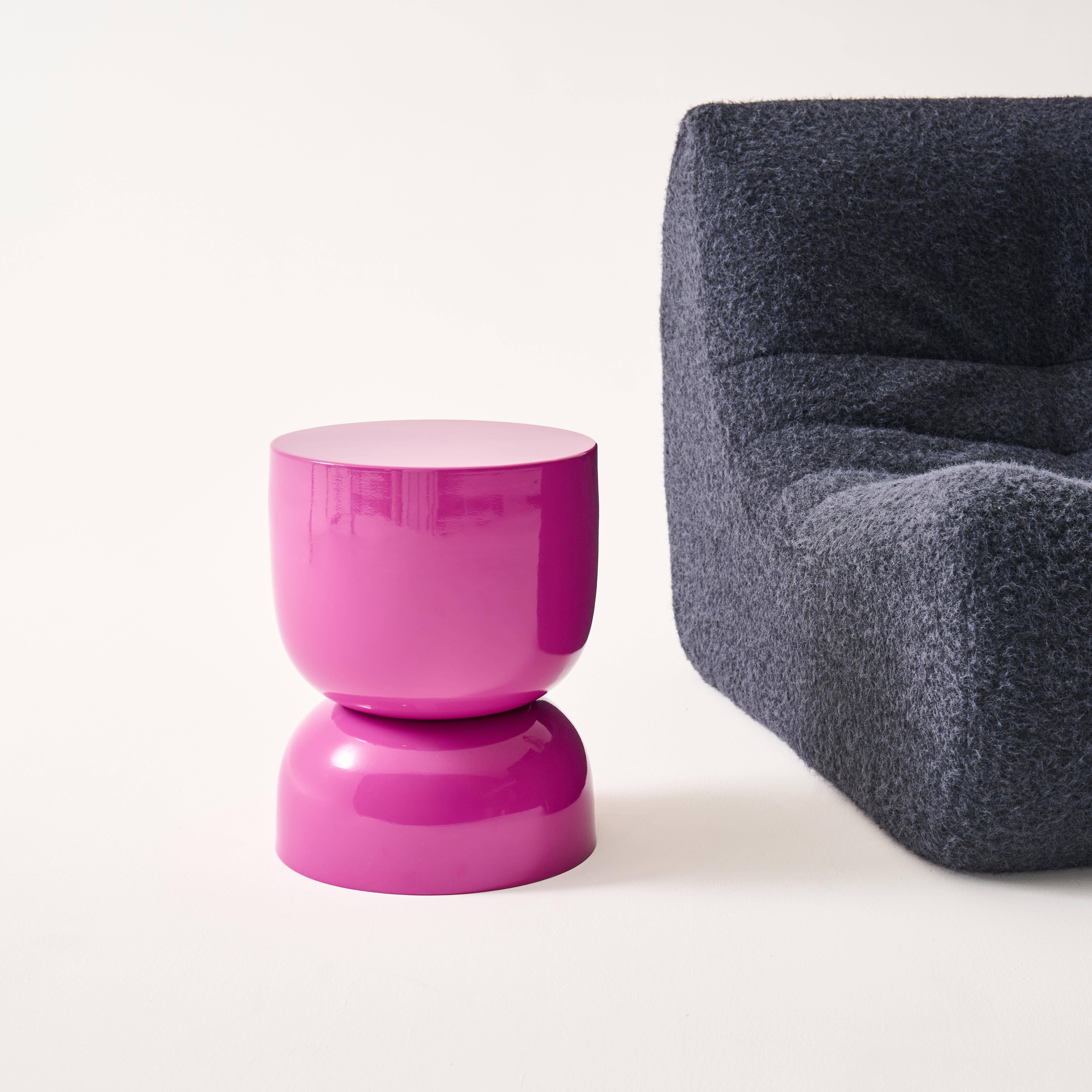 Table d'appoint, bout de canapé, table de chevet en métal effet glassy rose Madi Ø32 x H 42cm,sweeek,Photo3