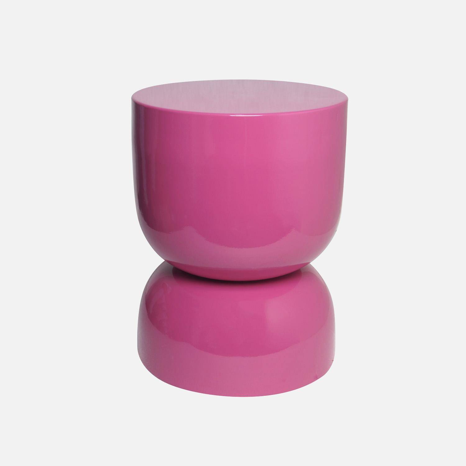 Table d'appoint, bout de canapé, table de chevet en métal effet glassy rose Madi Ø32 x H 42cm,sweeek,Photo6