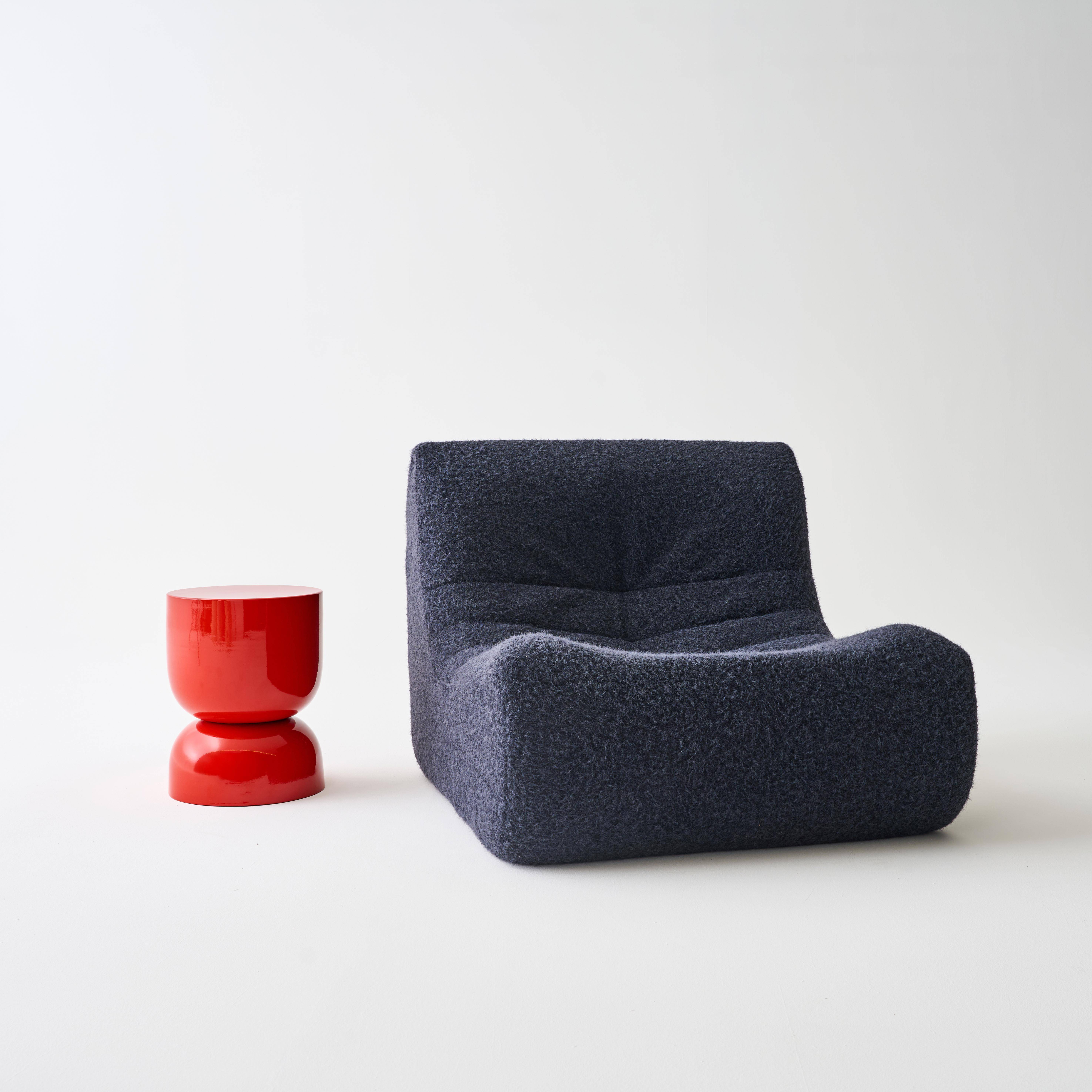 Table d'appoint, bout de canapé, table de chevet en métal effet glassy orange Madi Ø32 x H 42cm,sweeek,Photo2