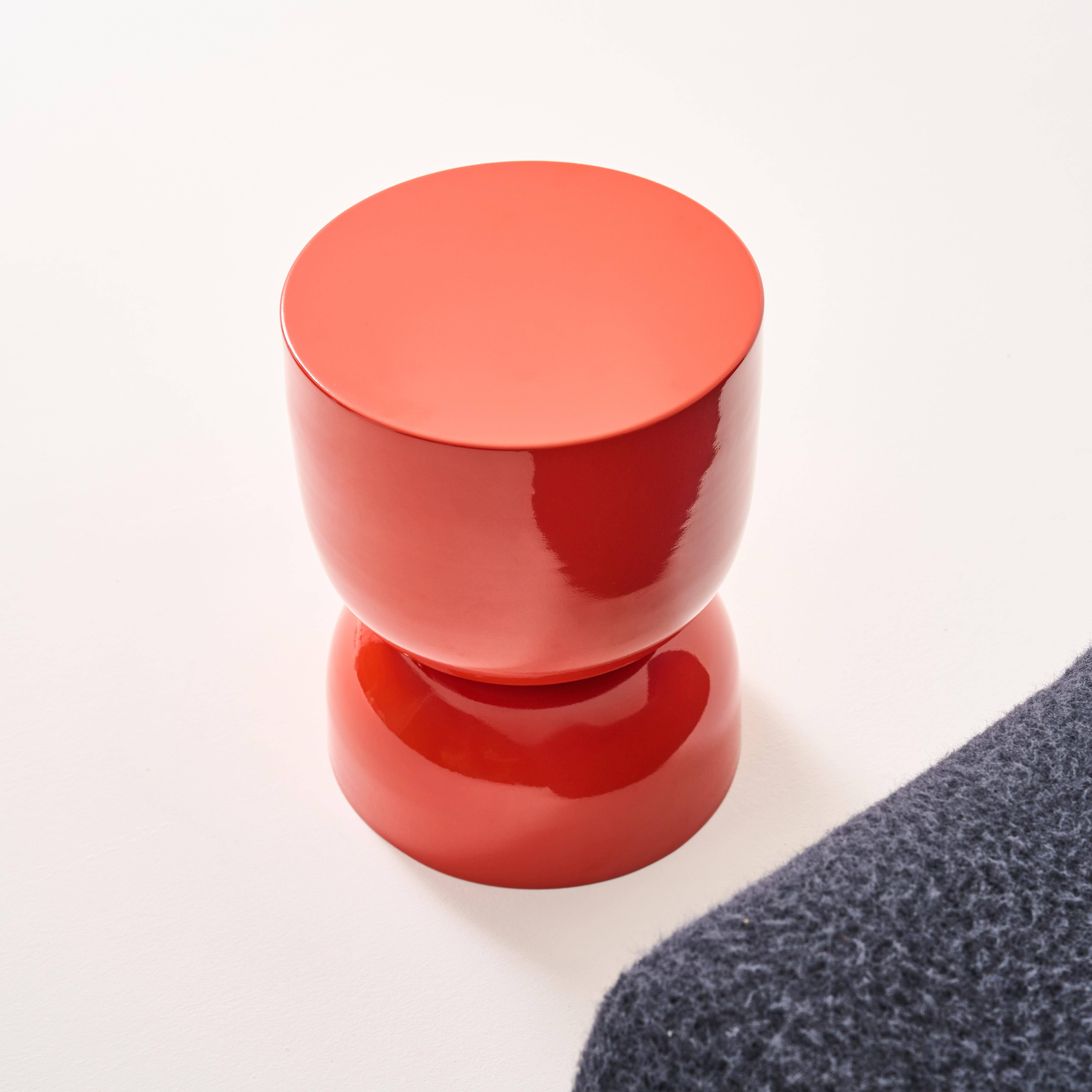 Table d'appoint, bout de canapé, table de chevet en métal effet glassy orange Madi Ø32 x H 42cm Photo4