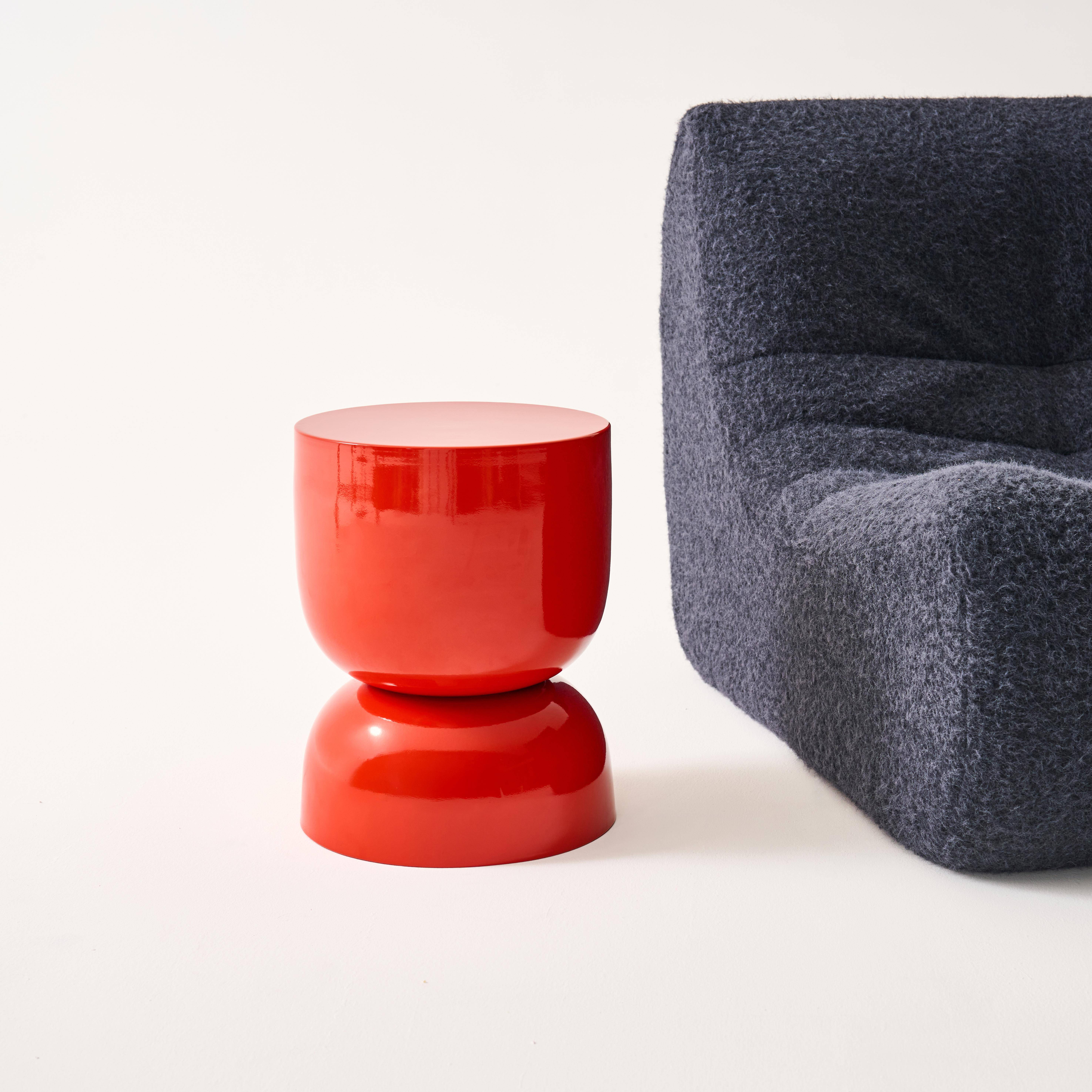 Table d'appoint, bout de canapé, table de chevet en métal effet glassy orange Madi Ø32 x H 42cm,sweeek,Photo3