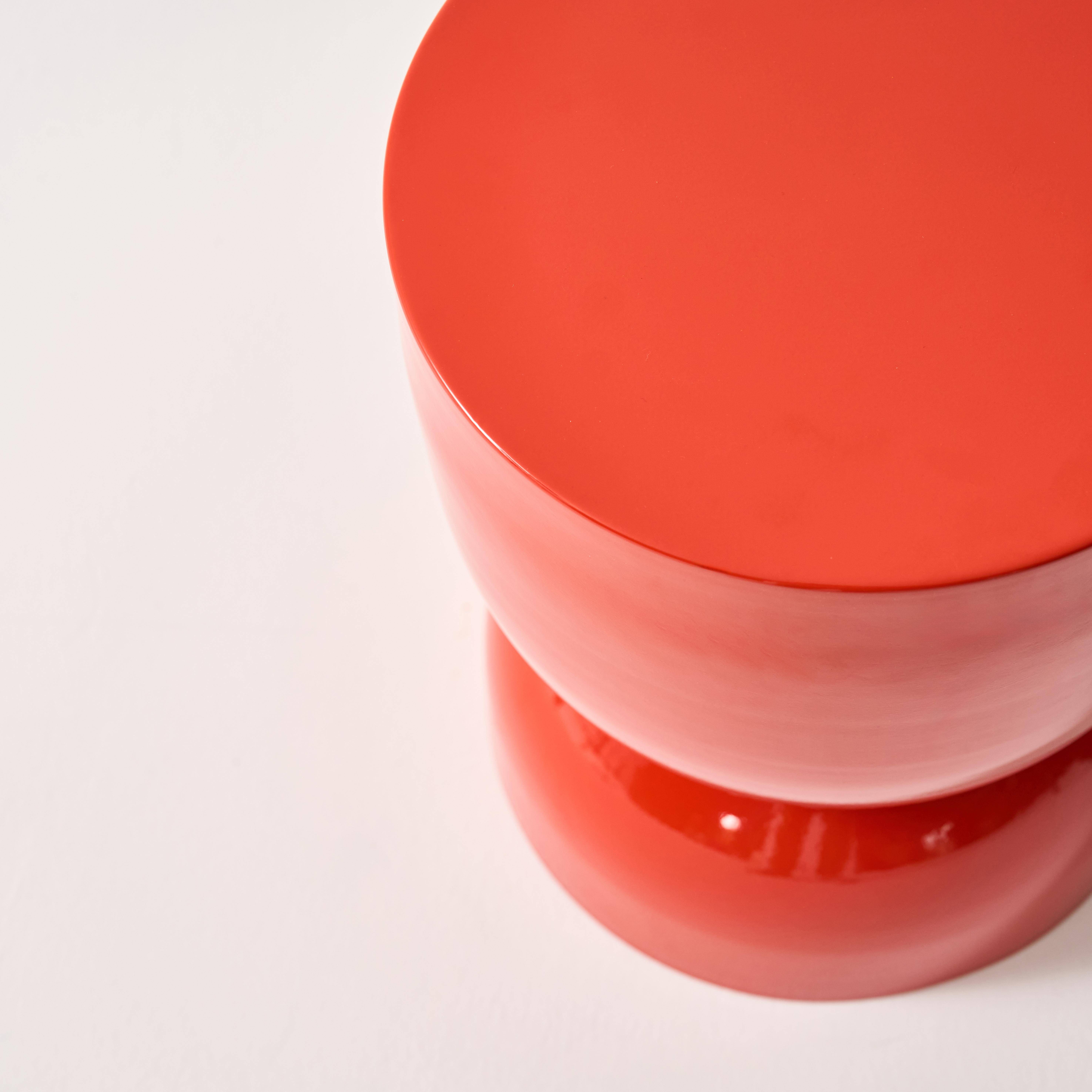 Table d'appoint, bout de canapé, table de chevet en métal effet glassy orange Madi Ø32 x H 42cm Photo5