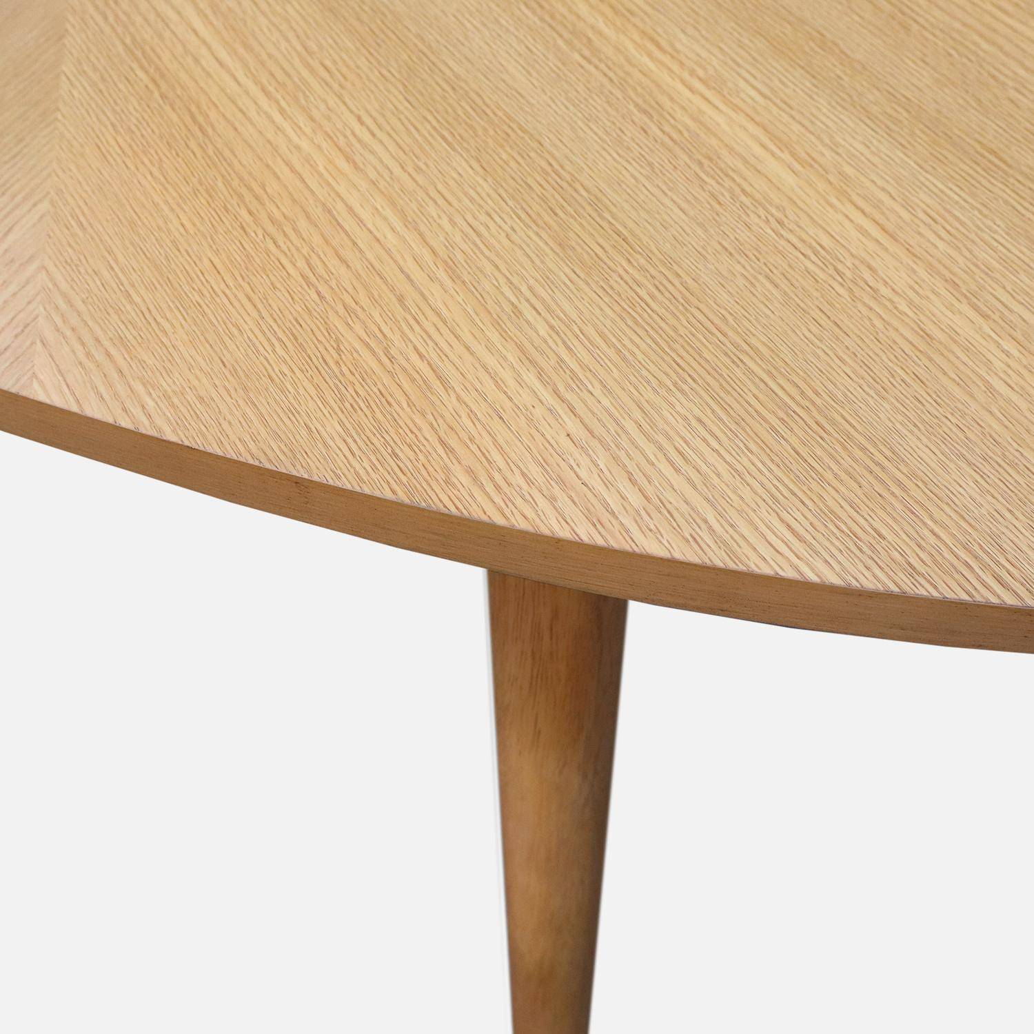 Table à manger ovale bois d'hévéa et placage chêne 6 places naturel - L 190 x l 100 x H 75 cm - Diane Photo4