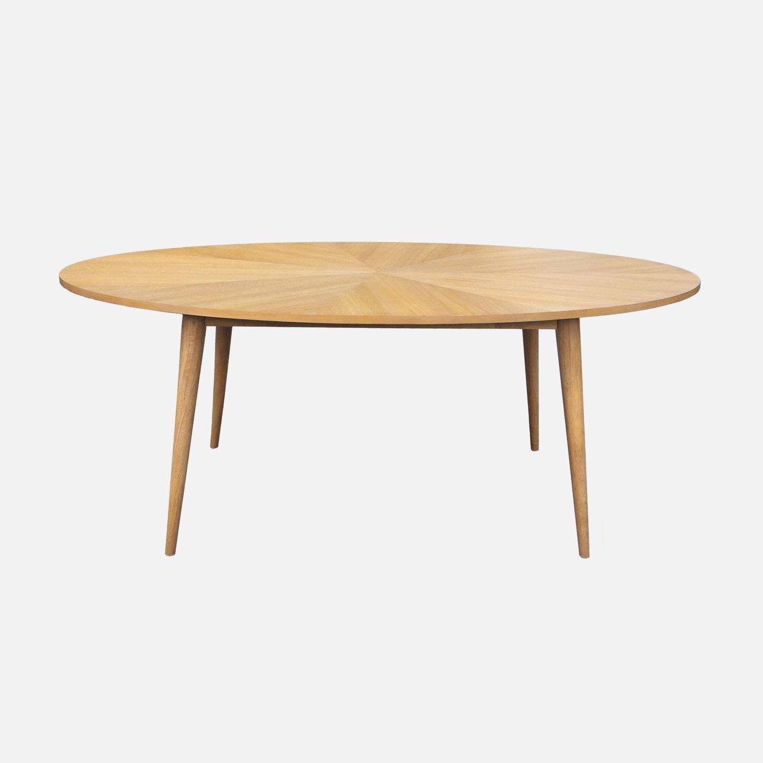 Table à manger ovale bois d'hévéa et placage chêne 6 places naturel - L 190 x l 100 x H 75 cm - Diane Photo2