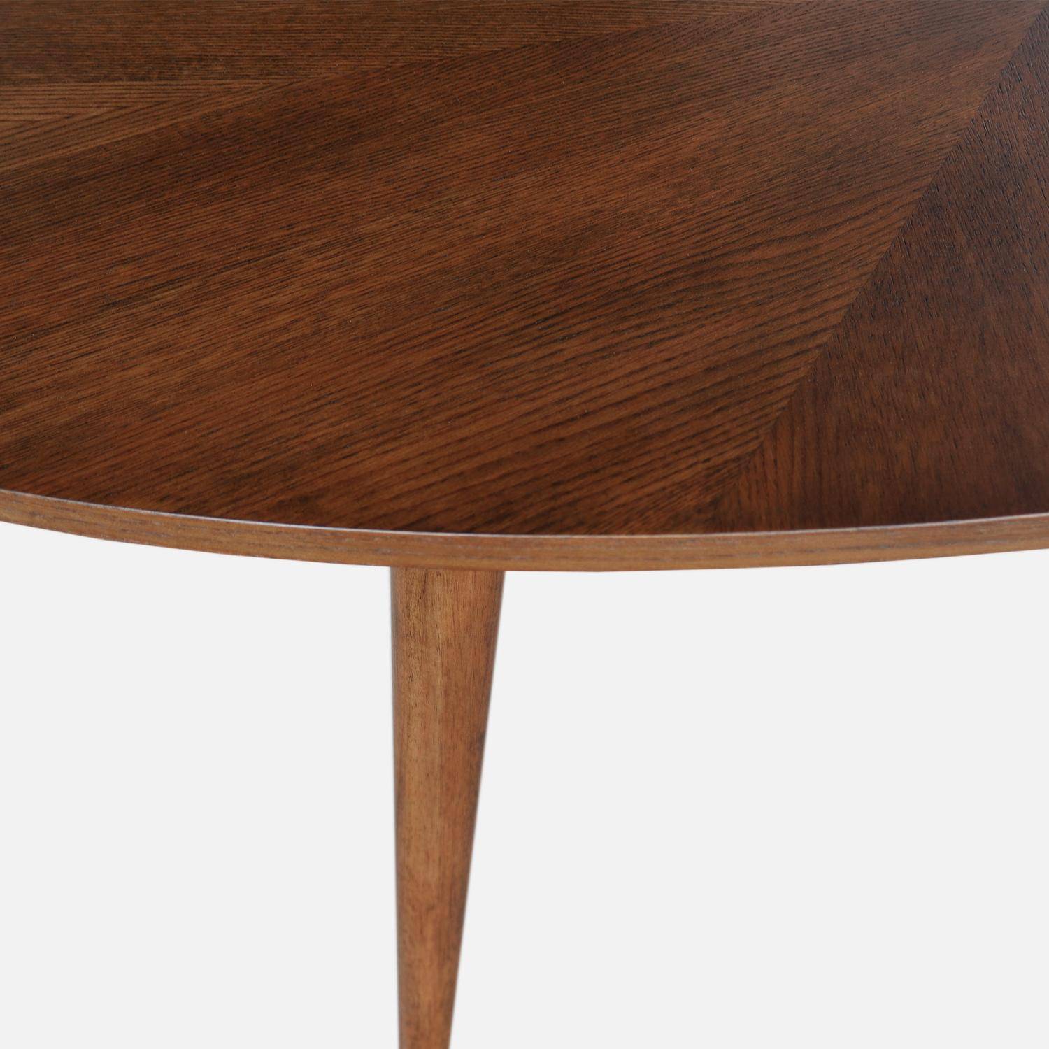 Table à manger ovale bois d'hévéa et placage chêne 6 places noyer - L 190 x l 100 x H 75 cm - Diane Photo4
