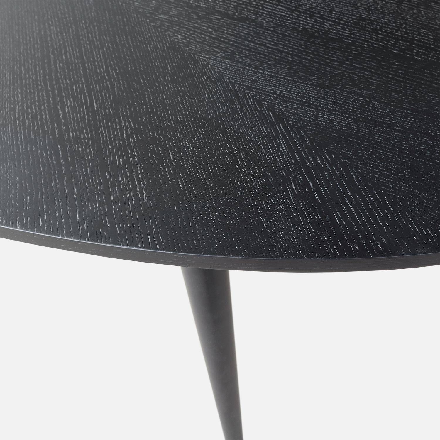Table à manger ovale bois d'hévéa et placage chêne 6 places noir - L 190 x l 100 x H 75 cm - Diane Photo4