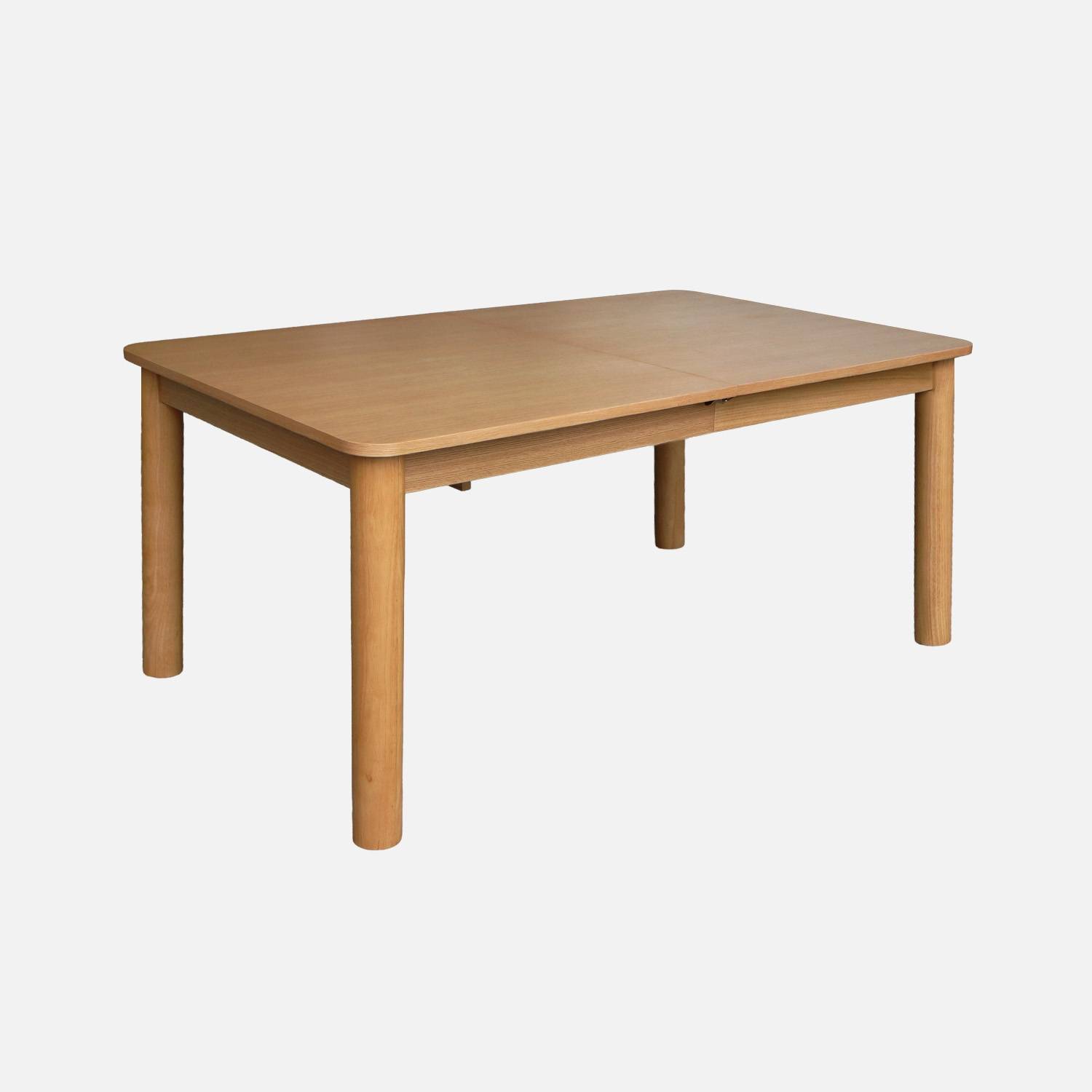 Table à manger extensible bois d'hévéa et placage chêne naturel 6 à 10 places