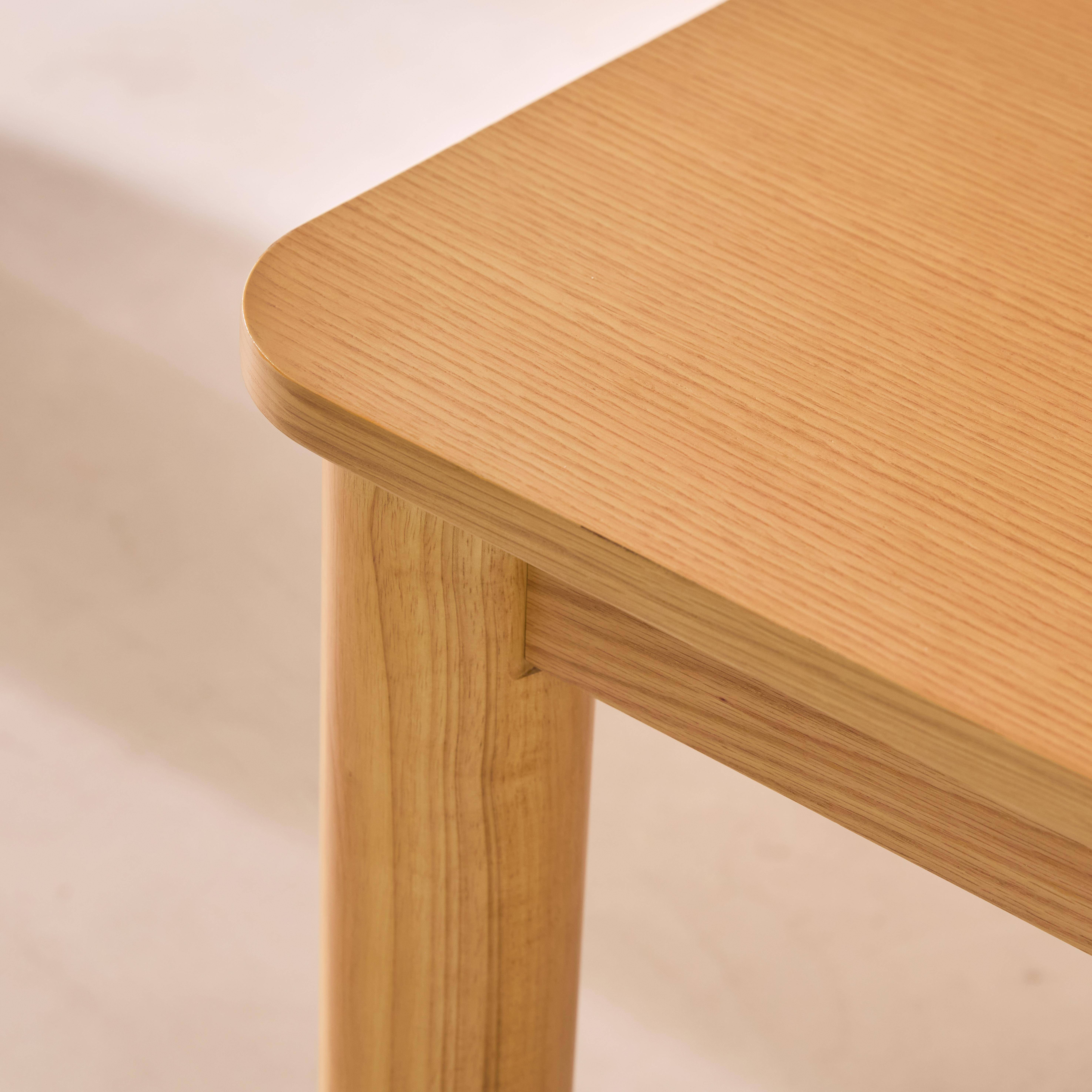 Table à manger rectangulaire extensible bois d'hévéa et placage chêne naturel 6 à 10 places - 170-270cm - Solene Photo6