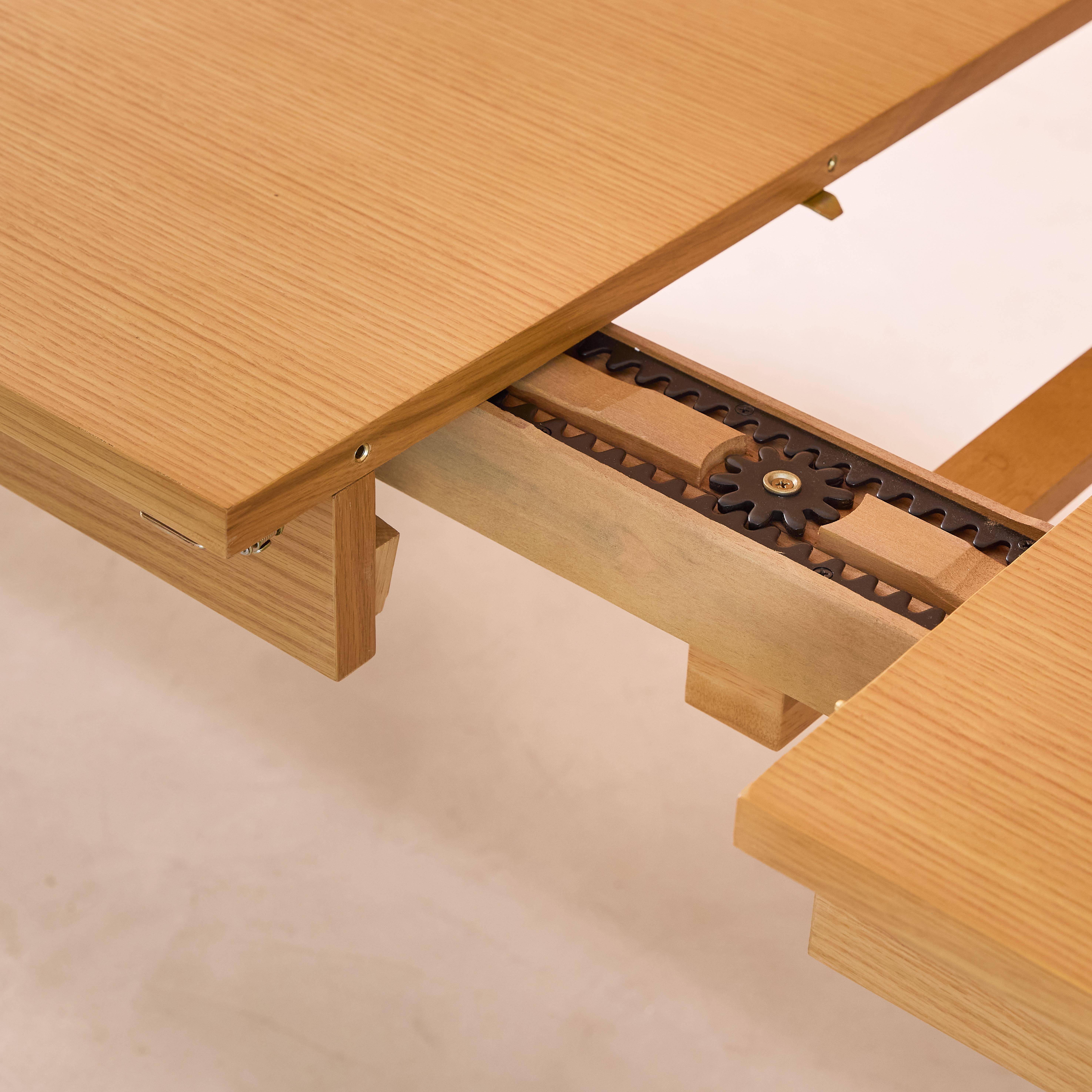 Table à manger rectangulaire extensible bois d'hévéa et placage chêne naturel 6 à 10 places - 170-270cm - Solene Photo5