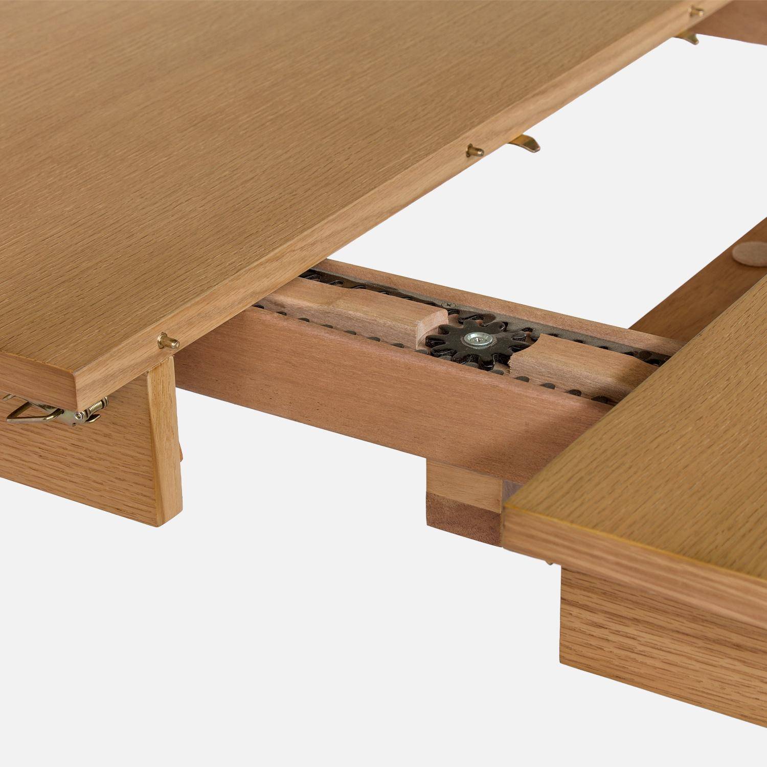 Rechthoekige uitschuifbare eettafel van rubberhout en eikenfineer 6 tot 10 plaatsen naturel 170/220/270x100x76cm - Solene Photo6
